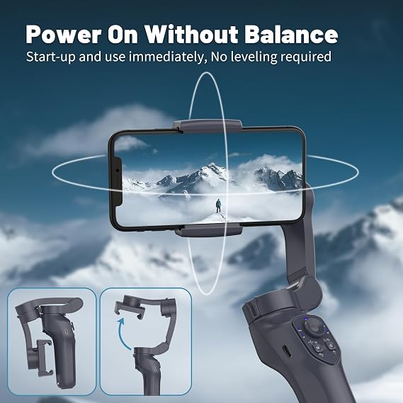 COMITOK L7C Pro, Gimbal stabilizer for iPhone, Phone Stabilizer for Video Recording with Face/Object Tracking, 3-Axis Gimbal for Android & iPhone 15 Pro Max, Foldable Phone Gimbal Vlog Recording