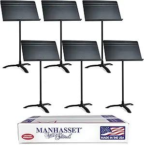 Manhasset Music Stand For Sheet Music - Bulk Pack of 6 Stands - 48 Symphony Model - Long Lasting, Durable Manhasset Stand - Adjustable Height - 20" by 12" - Made in the USA