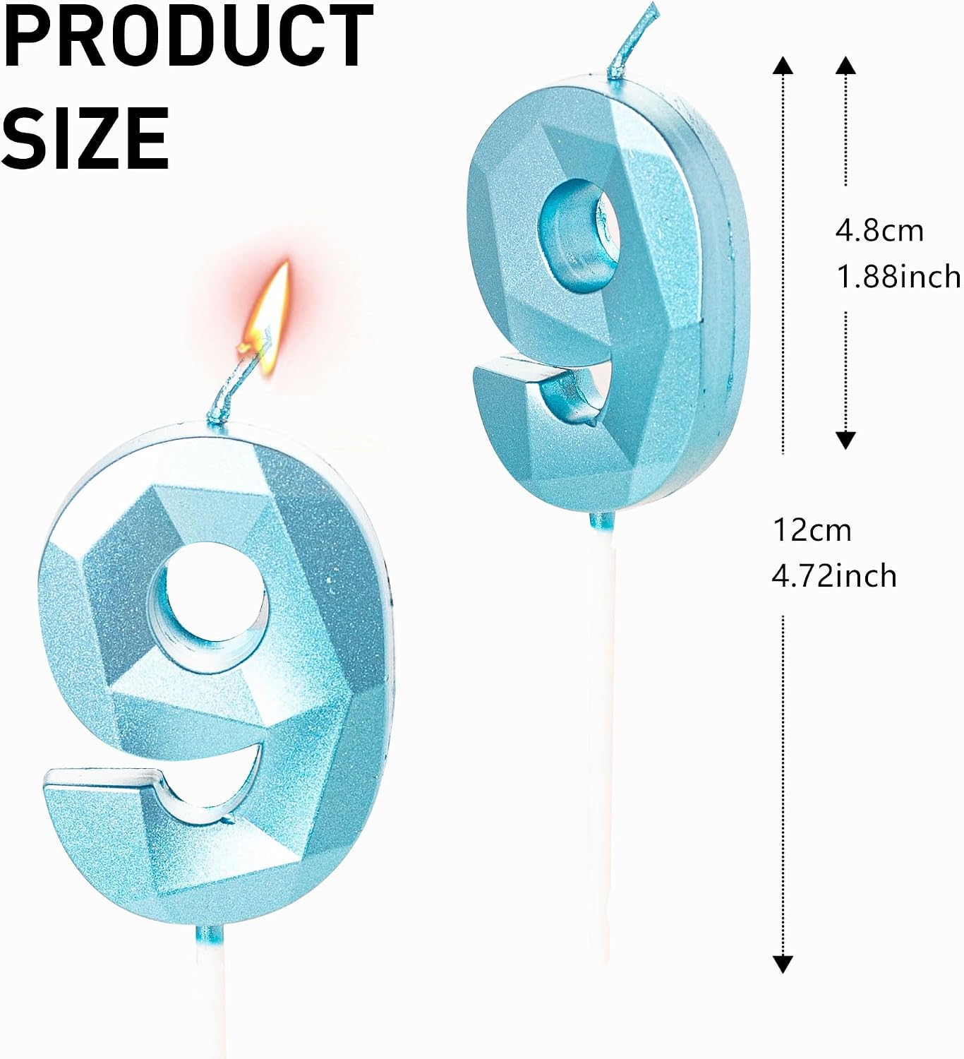 Bougie bleue en forme de 6 pour gâteau d'anniversaire - Bougie de 6e anniversaire pour gât - Analyse des détails et conception