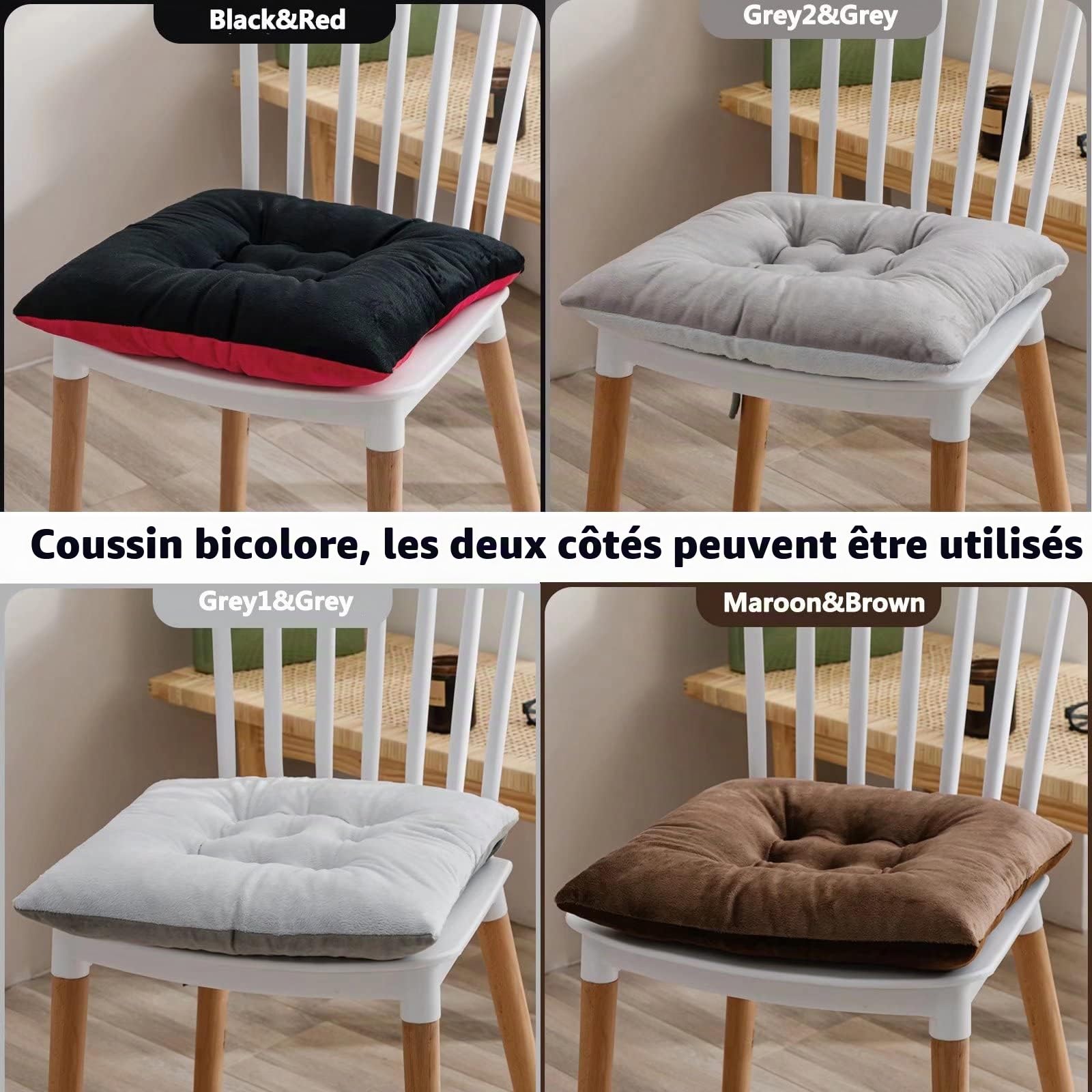 Galette de Chaise 45x45 Lot de 6, Coussin pour Salon de Jardin, Coussins de Chaise D'Inta Rieur avec AntidéRapant Lien, éPais Coton et Lin Galette de Chaise DéHoussable Vert Clair