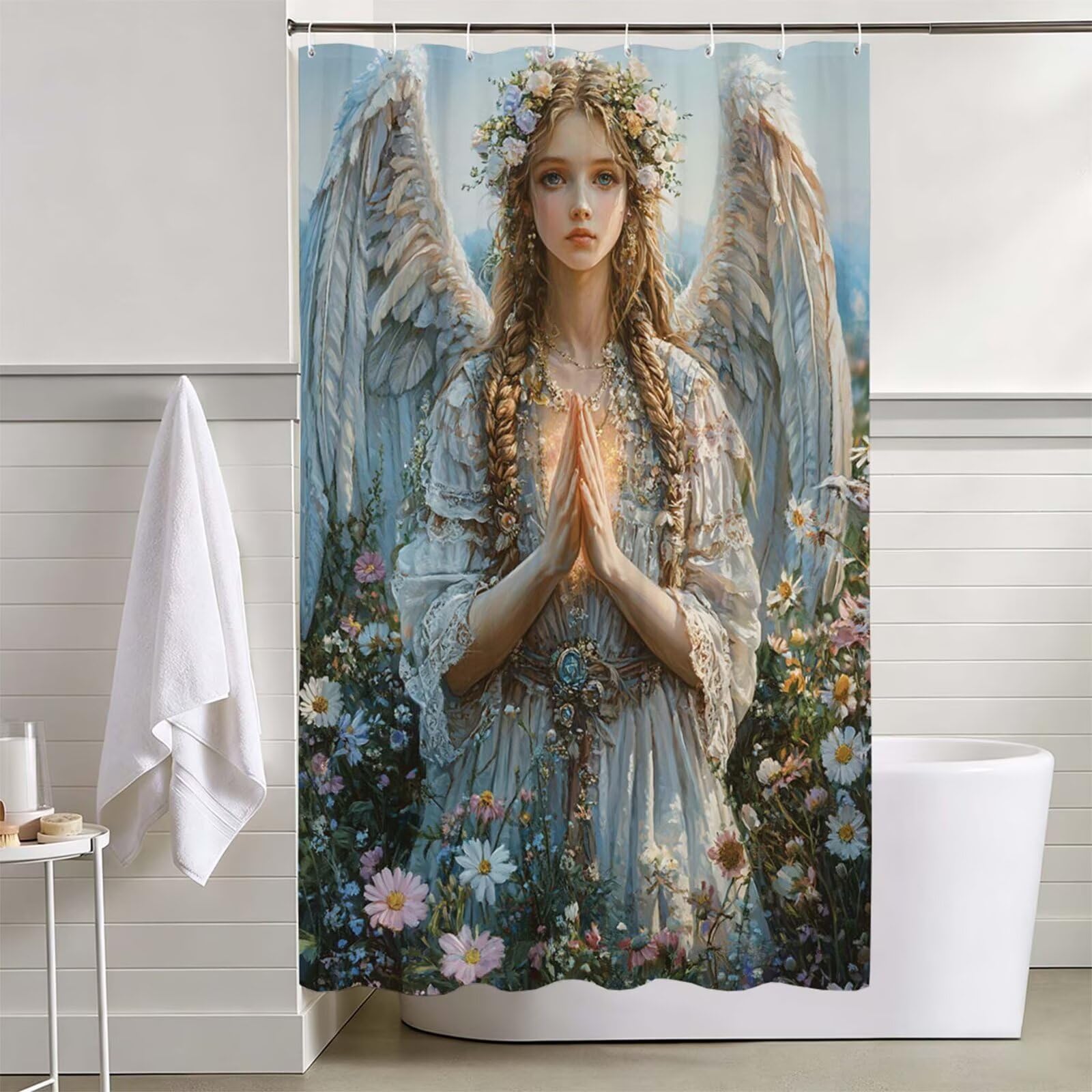 Creme Duschvorhang, 180x180cm Duschvorhang Badewanne L-20