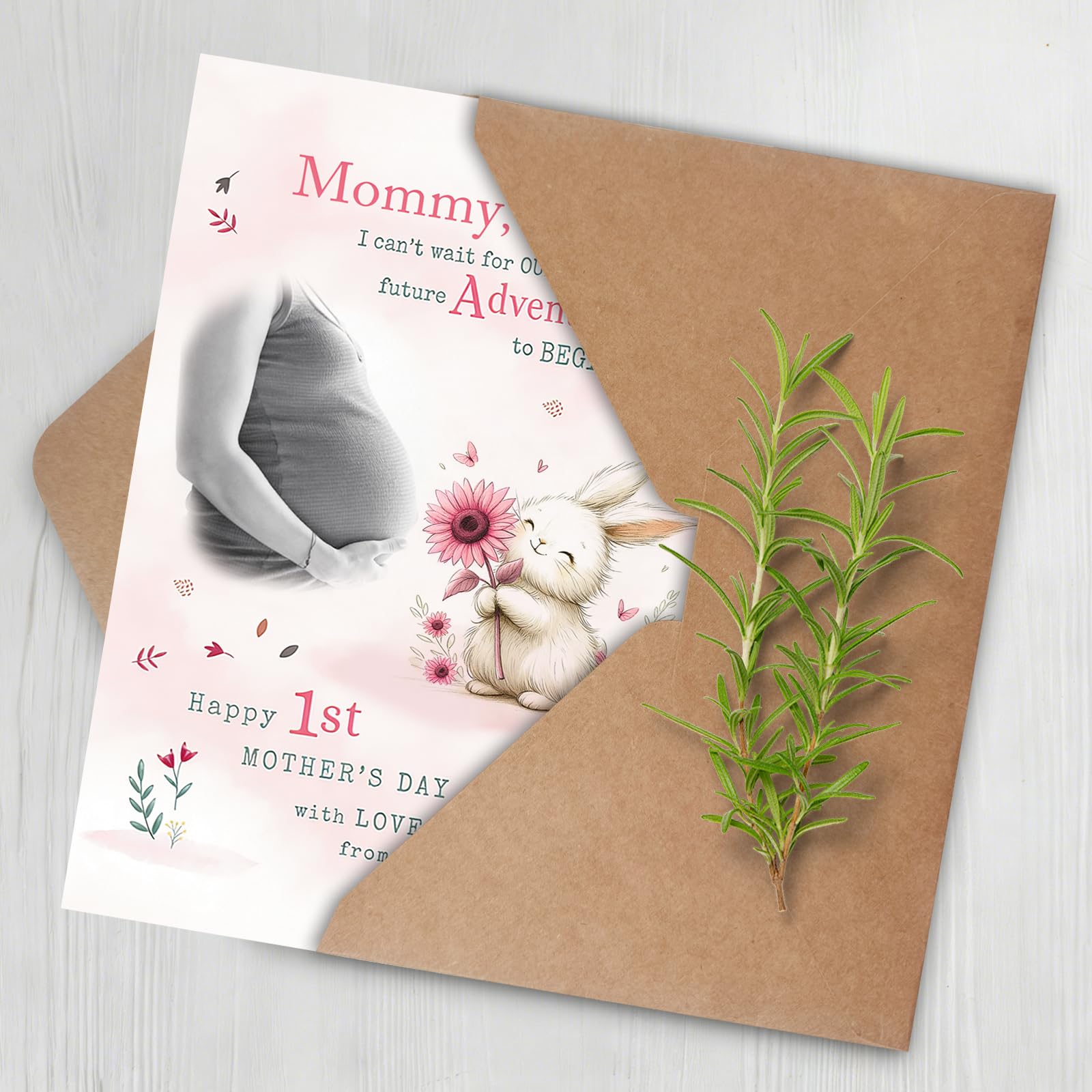 Kartka podarunkowa na pierwszy dzień matki dla nowej mamy, spodziewająca się karta na Dzień Matki, najlepsze prezenty dla przyszłej mamy, karta podarunkowa Happy 1st Mothers Day 370-377