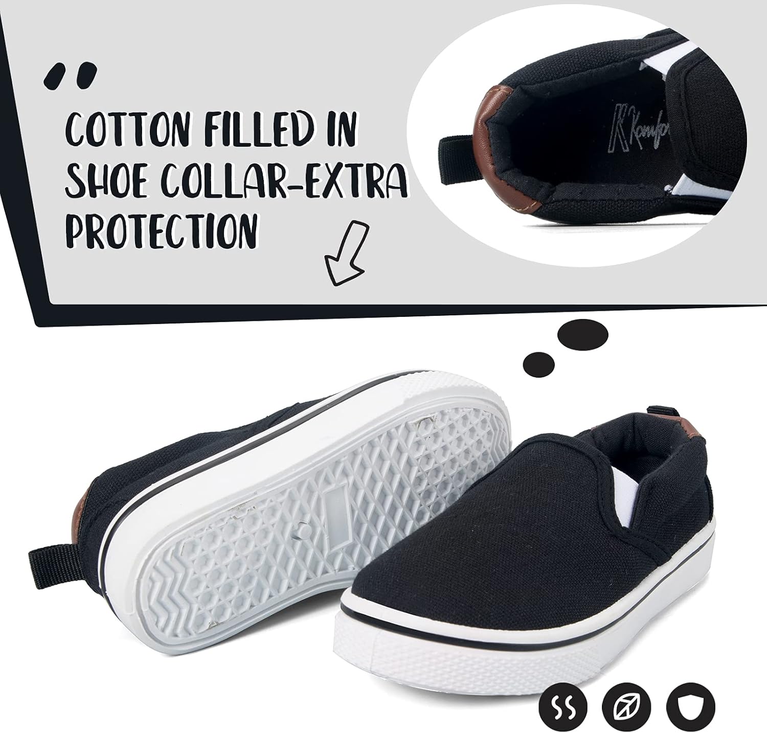 K KomForme Kids Shoes Toddlers Canvas Sneakers Slip on Walking Tennis Shoes for Boys Girls(Toddler/Little Kids/Big Kids) - Image 5
