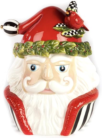 MacKenzie-Childs Night Cap Santa Cookie Jar