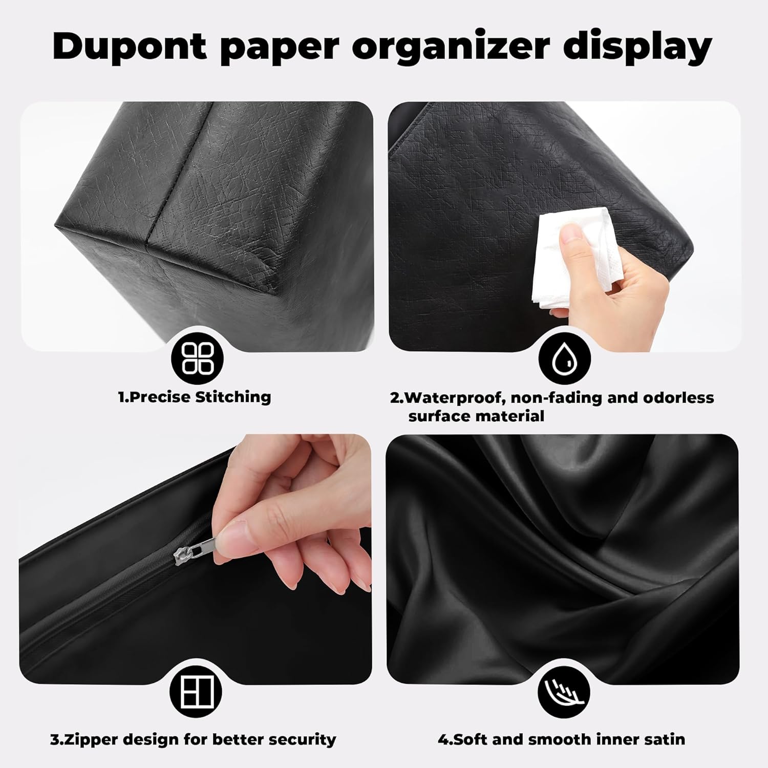 DGAZ Lightweight Purse Organizer Insert for Coach Compass 25/35,Silk DupontPaper Inner Bag for Luxury Bag (Compass 35, Black)