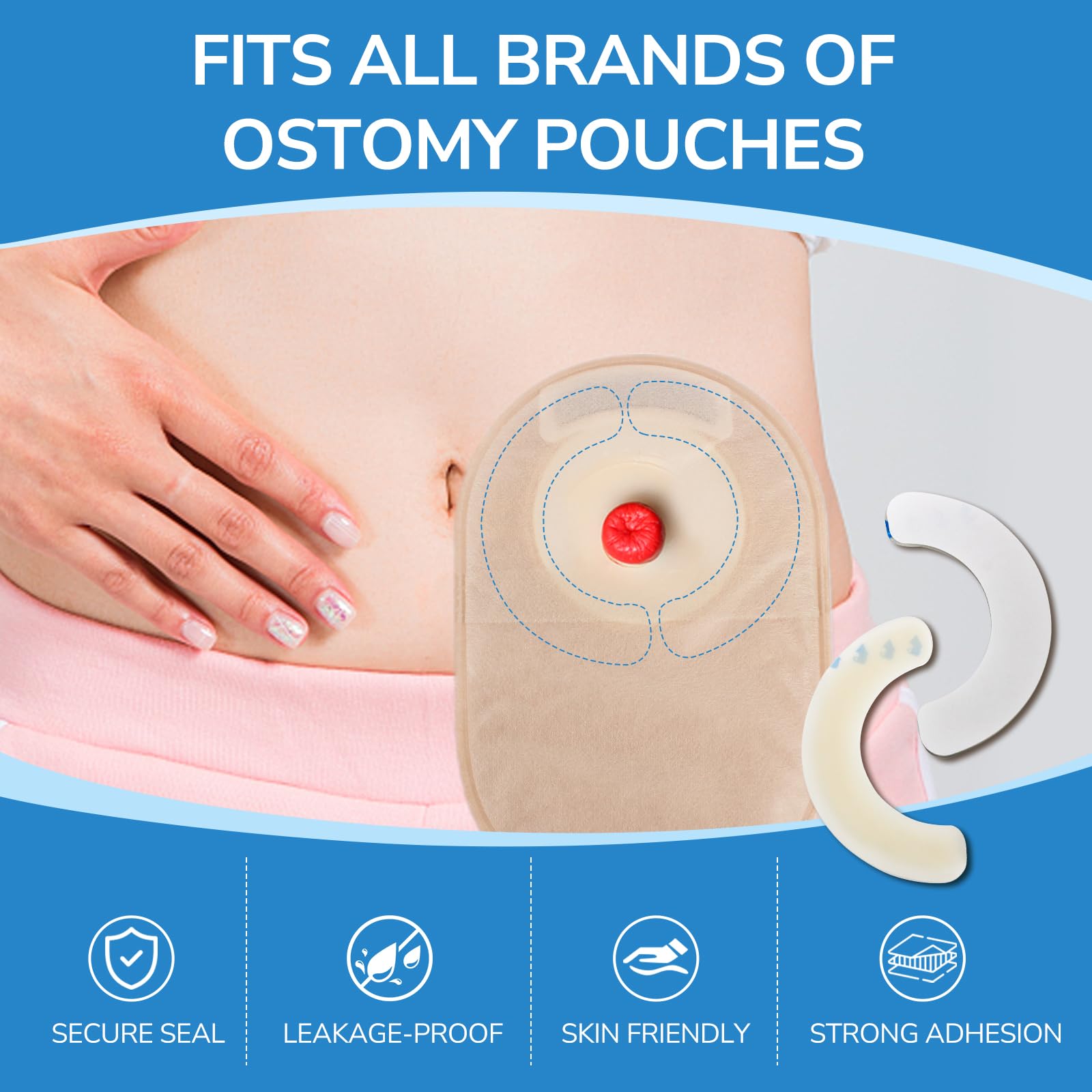 20 Tiras EláSticas de Barrera para Ostomía, Tiras de Barrera CutáNea Hidrocoloide de Grado MéDico, Cinta Adhesiva Impermeable y Respetuosa Con La Piel para Bolsas de Estoma de Colostomía