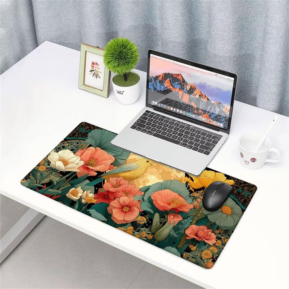 Podkładka pod mysz do gier xxl akcesoria biurkowe kolor kwiat duża podkładka pod mysz i klawiatura podkładka na biurko, akcesoria do gier komputerowe 1200 x 600 x 3 mm antypoślizgowa podstawa, do