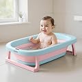 Cockatoo-Kids DripDrop Foldable Baby Bath Tub with Thermistor, Pillow & Soap Box – Portable Newborn to 6 Years Tub, Non-