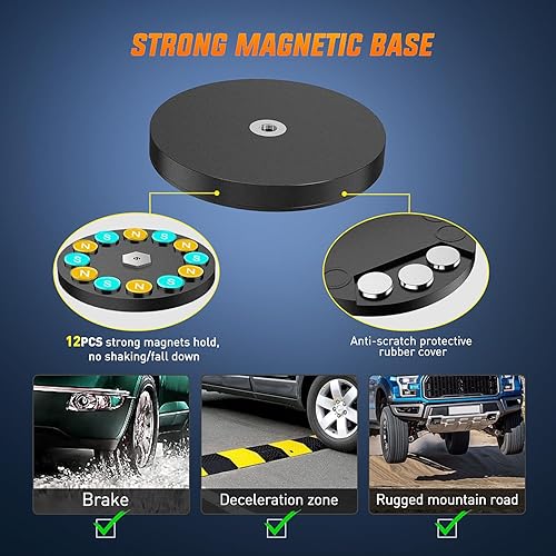 Miniatura 6 de Nilight Barra de luz LED de 13.5 pulgadas, triple fila, cableado de encendedor de cigarrillos, base magnética fuerte, combo de inundación de 96 LED,