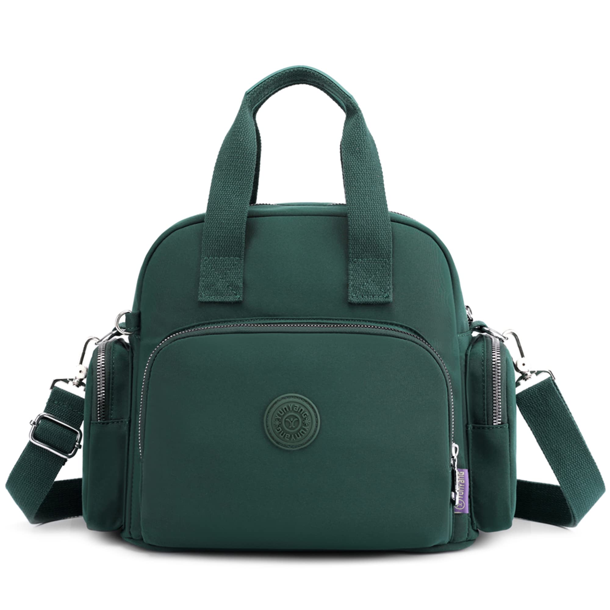 VARLIVOO Moda Borsa a Tracolla da Donna con USB Porta Borsa a Tracolla Borsetta da Donna Zaino College Viaggio Scuola Campeggio Borsa Poliestere Impermeabile Verde Scuro