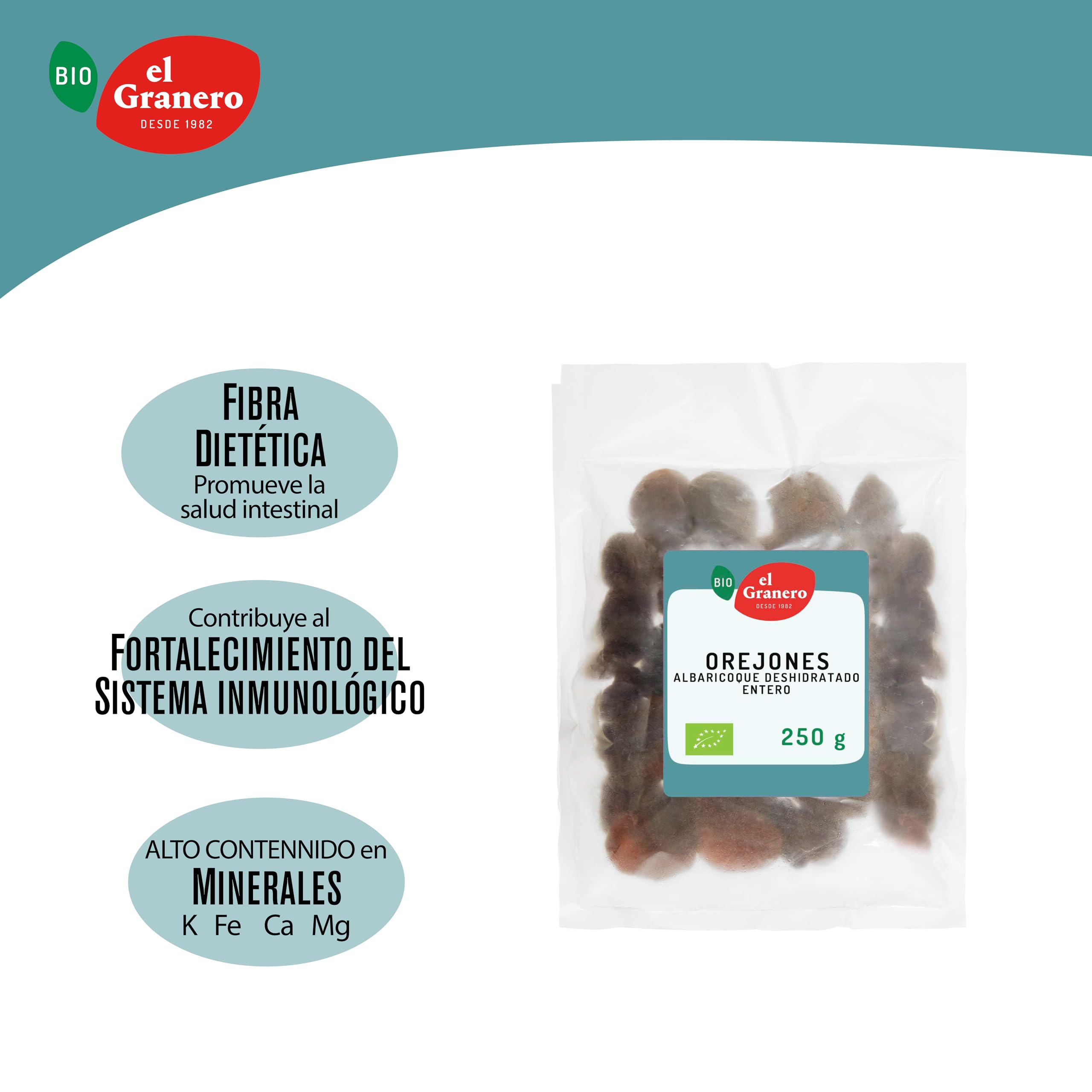 El Granero Integral - Orejones BIO - 250 g - Alto Contenido en Nutrientes - Fuente Rica de Calcio - Mejoran la Salud Ósea y Cardiovascular - Aptos para Veganos