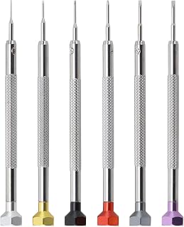 6pcs Slotted Screwdriver Set Hex Head Steel Watch Glasses Repair | High-strength Steel, Wear-resistant, 0.6-1.6mm Sizes, For Watches, Glasses, Electronics, Precision Instruments