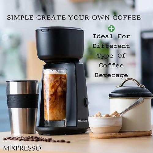 Miniatura 6 de Mixpresso Cafetera personal de una sola porción y taza de viaje de 14 onzas, cafetera pequeña y vaso de goteo, apagado automático y filtro