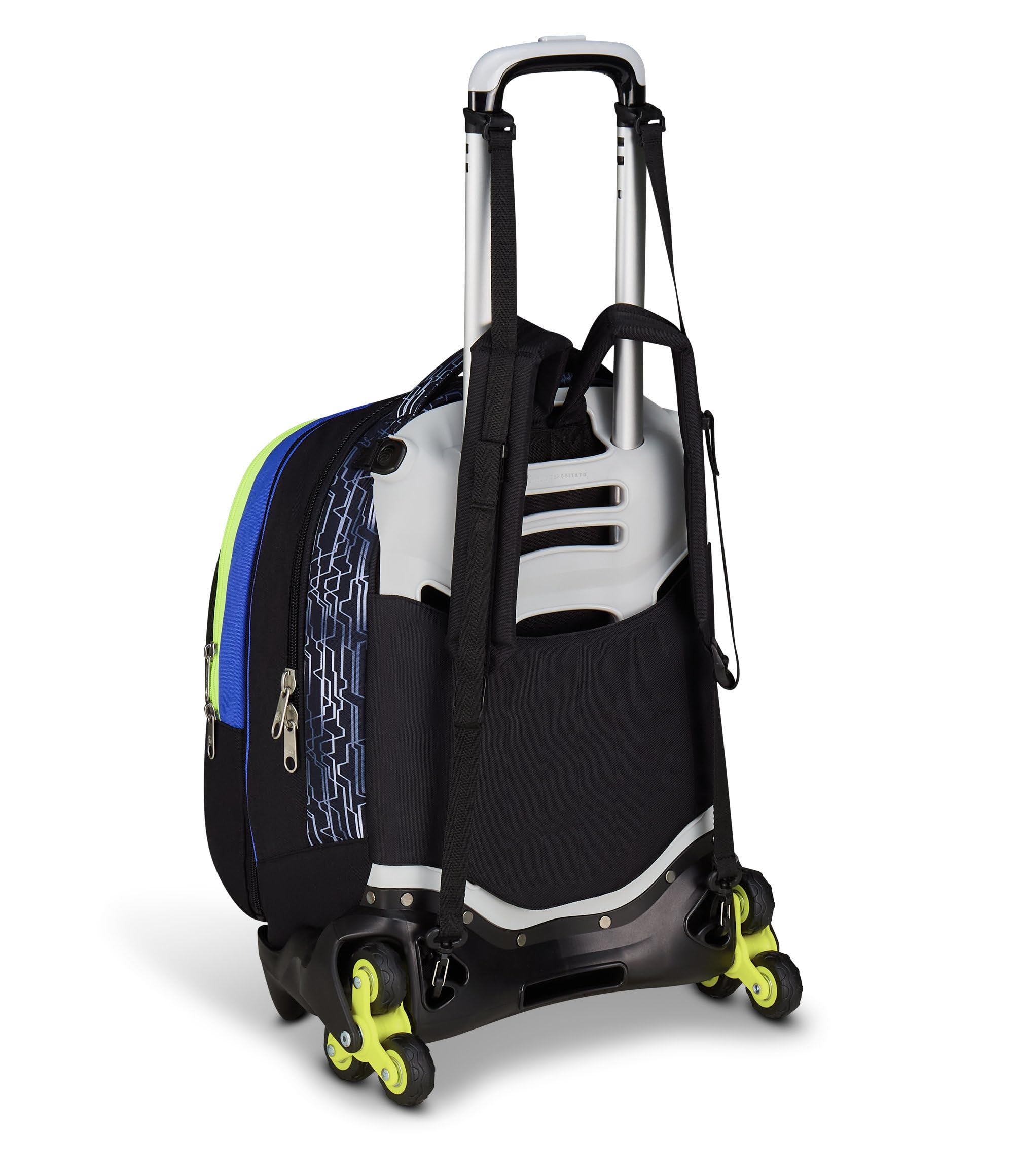 Seven Trolley Scuola Jack 3 Ruote Detach Nuanced, Blu Giallo, Zaino Con Carrello Sganciabile Da 37 Litri, Tasca Borraccia, Zainetto Staccabile, Multiuso e Spazioso, Per Scuola Elementare e Media,