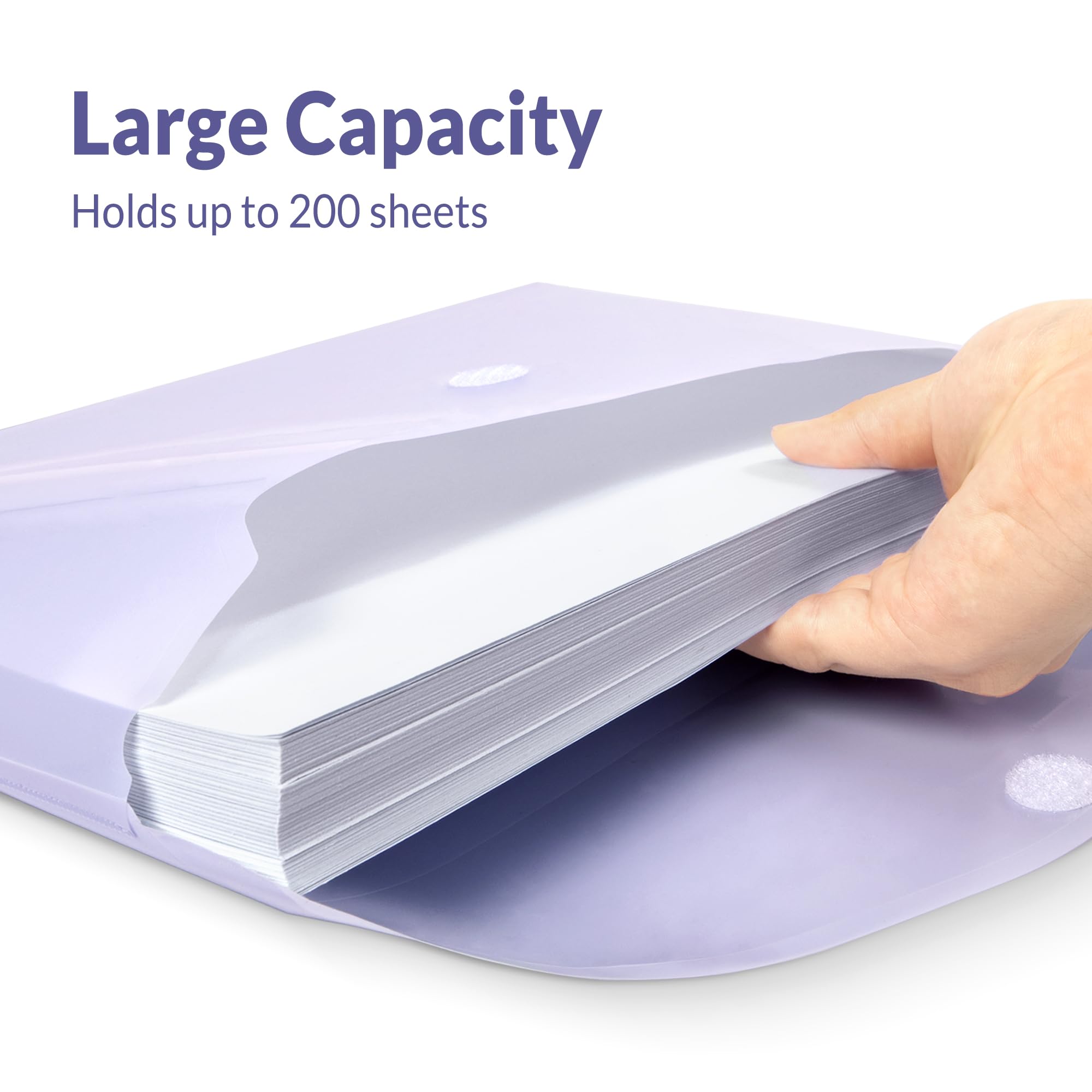 SUNEE Confezione da 6 buste in plastica, cartelle per documenti formato A4, cartelle in polietilene con tasche per etichette, per scuola, casa, ufficio, forniture di lavoro, 6 colori