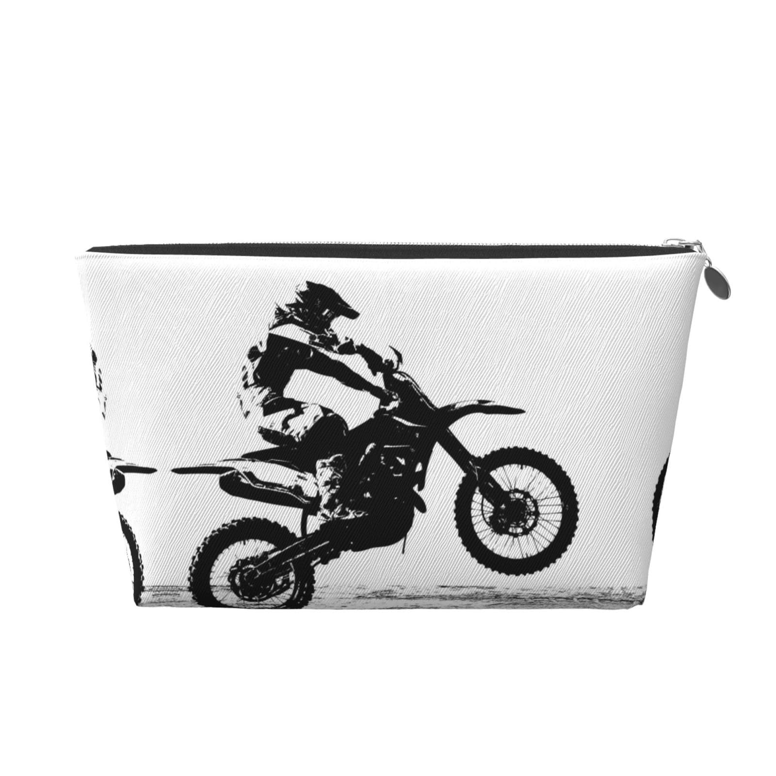 Rider Racing Car Leather Travel Cosmetic Bag Portable Toiletry Bag Organizer Bag Travel Makeup Bag for Women/Men
