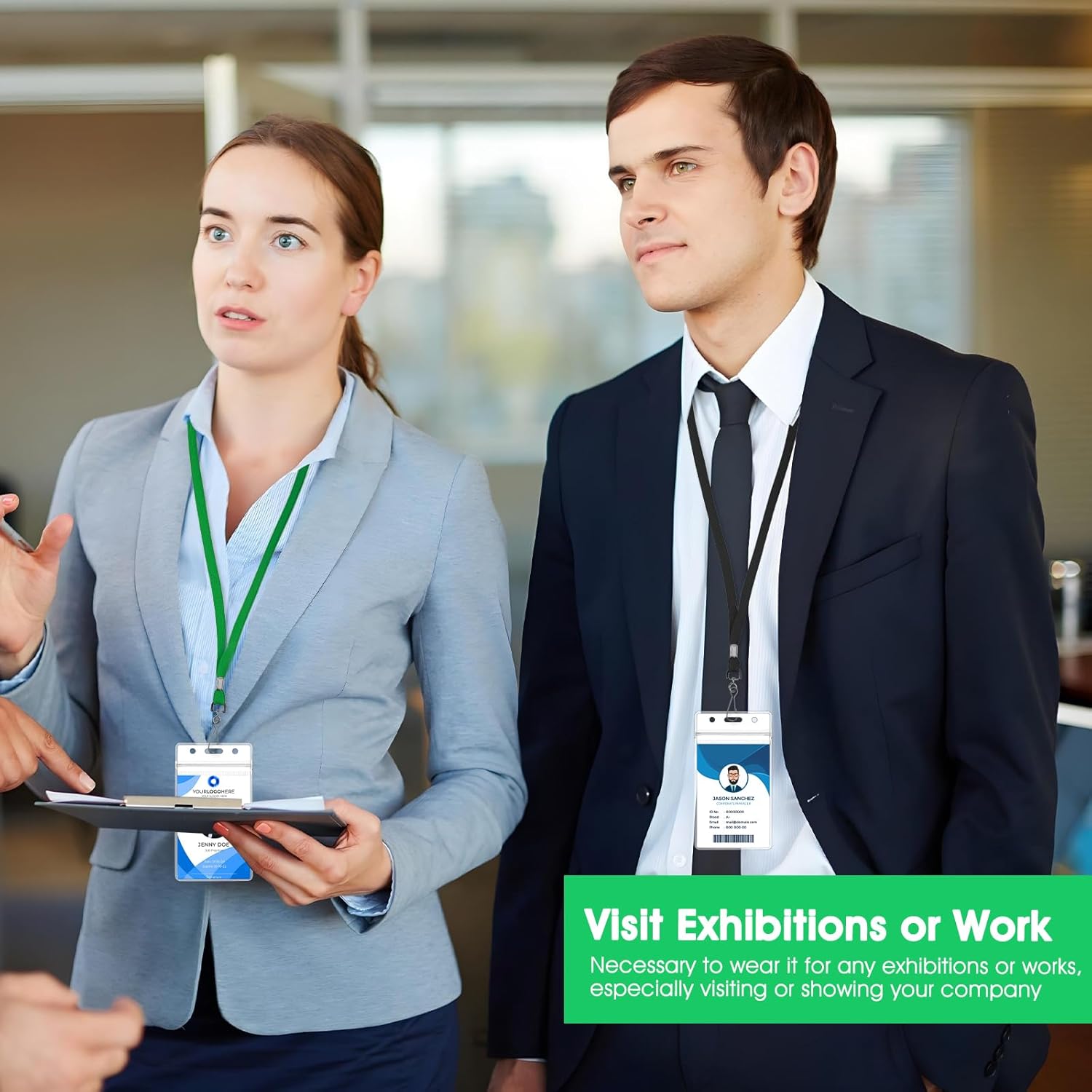 100 Sets Clear ID Badge Holder with Lanyard, Name Tag Lanyards with ID Holder Lanyards, Flat Neck Name Tag, Bulk Clip Waterproof Plastic Card Holders for Office, Business (10 Colors) - Image 6