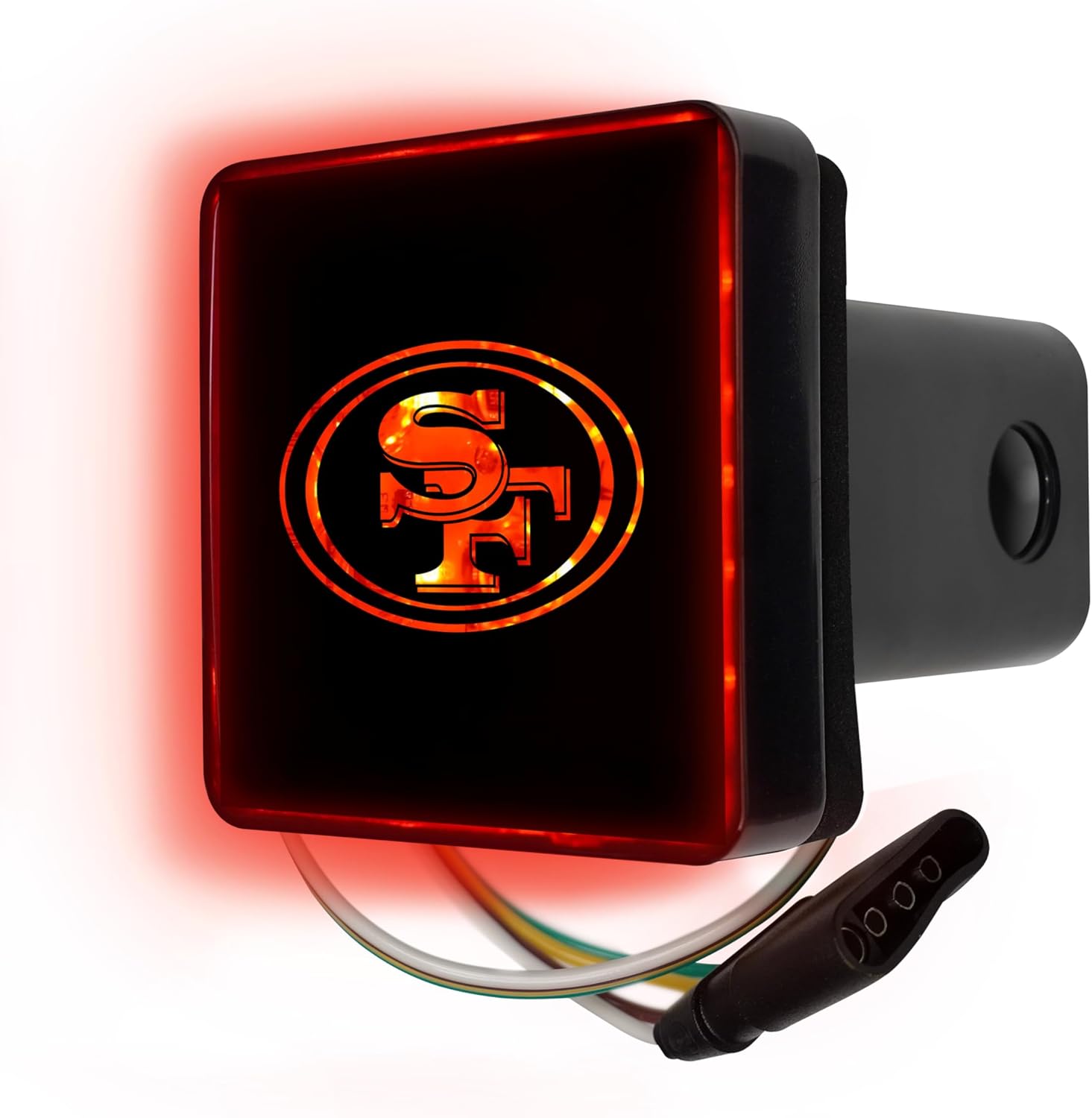 FANMATS NFL - San Francisco 49ers Light Up Hitch Cover | Black | Fits All 2 in. Class III hitches | Oval SF Primary Logo
