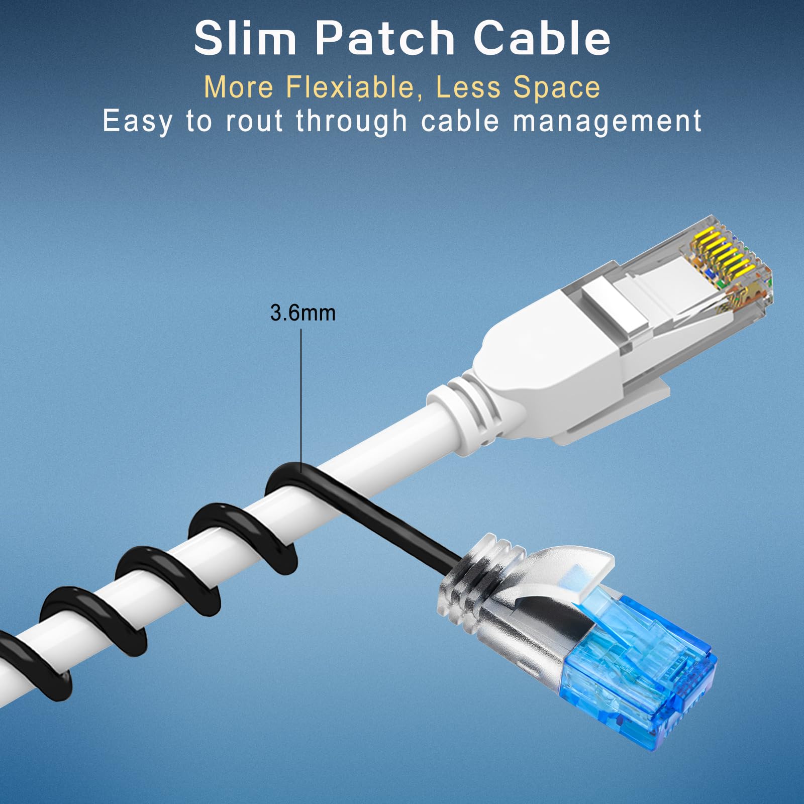 Cable Ethernet Cat 6a de 3 pies (paquete de 24) – Cable de conexión Cat6a, cable de conexión Cat 6a 28AWG 10Gbps para centros de datos, cable Ethernet Cat6a, cable de red, cable de Internet