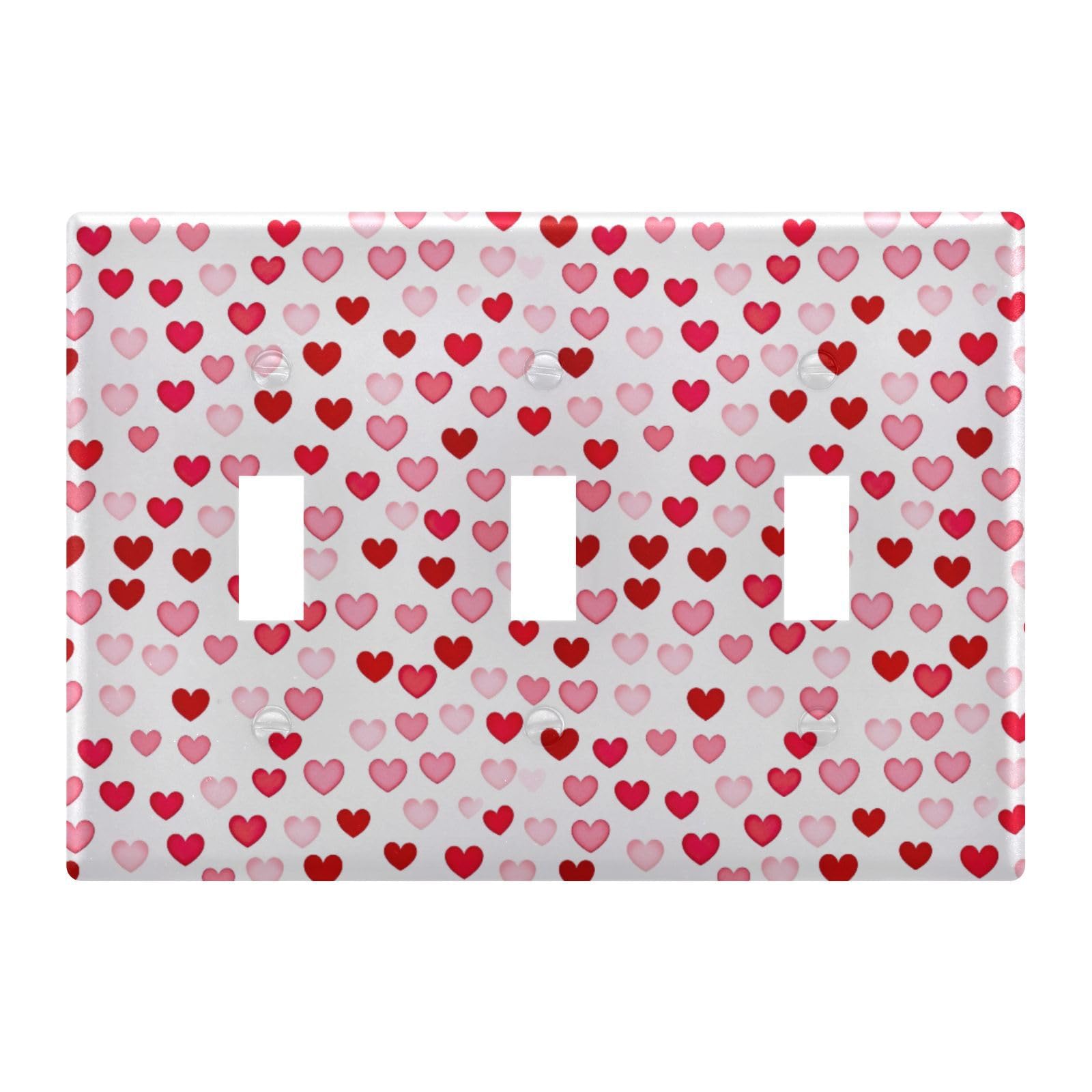 Light Switch Cover Red Heart Valentine Wall Plates for Electrical Outlets 3 Gang 202a8773