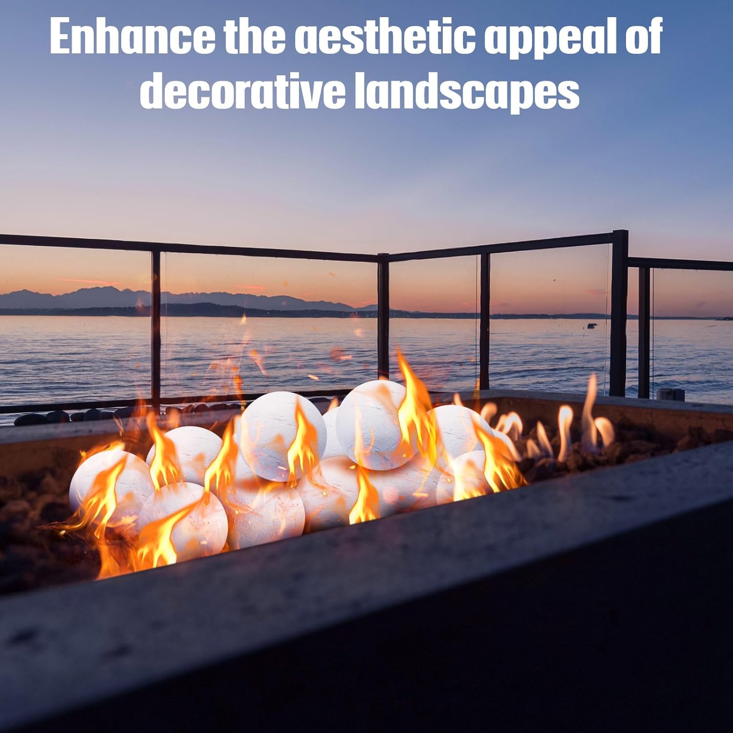 Sasylvia 12 Pcs Ceramic Fire Balls Fire Pit Balls, White Fireplace Round Stones Modern Accessory for Indoor and Outdoor Gas Fireplace (4 Inch Size)