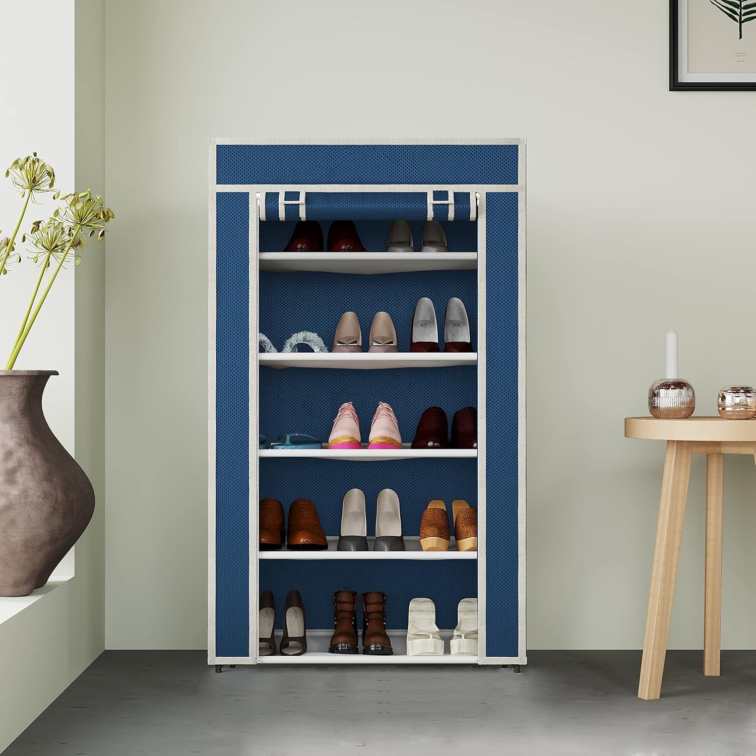 Metal Urbandwellmart 5 Layer Shoe Rack Stand For Home Multipurpose Storage Organizer Lightweight With Dust Proof Cover (Blue, 28 X 58 X 91 Cm) (B0DBVBY1LX) Amazon Price History, Amazon Price Tracker