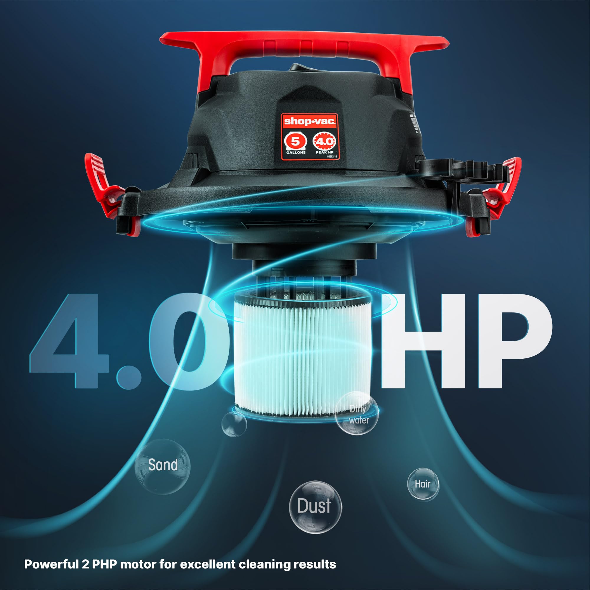 Shop-Vac 5430162 Aspiradora húmeda/Seca, 5 galones, 4 Puntos HP, Manguera de 3,5 cm de diámetro x 1,8 m, Cable de 1,8 m de Largo, Ideal para Lugares de Trabajo, Garaje, Taller y hogar