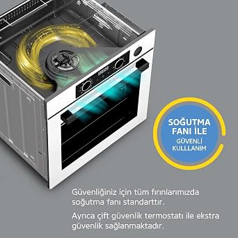 Simfer 8208 9 Fonksiyon QS Siyah Cam Ankastre Fırın Power Turbo Dijital [Enerji Sınıfı A]