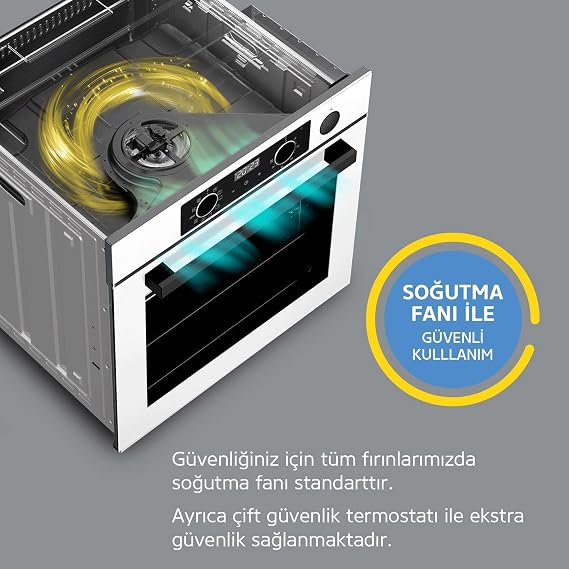 Simfer 8208 9 Fonksiyon QS Siyah Cam Ankastre Fırın Power Turbo Dijital [Enerji Sınıfı A]