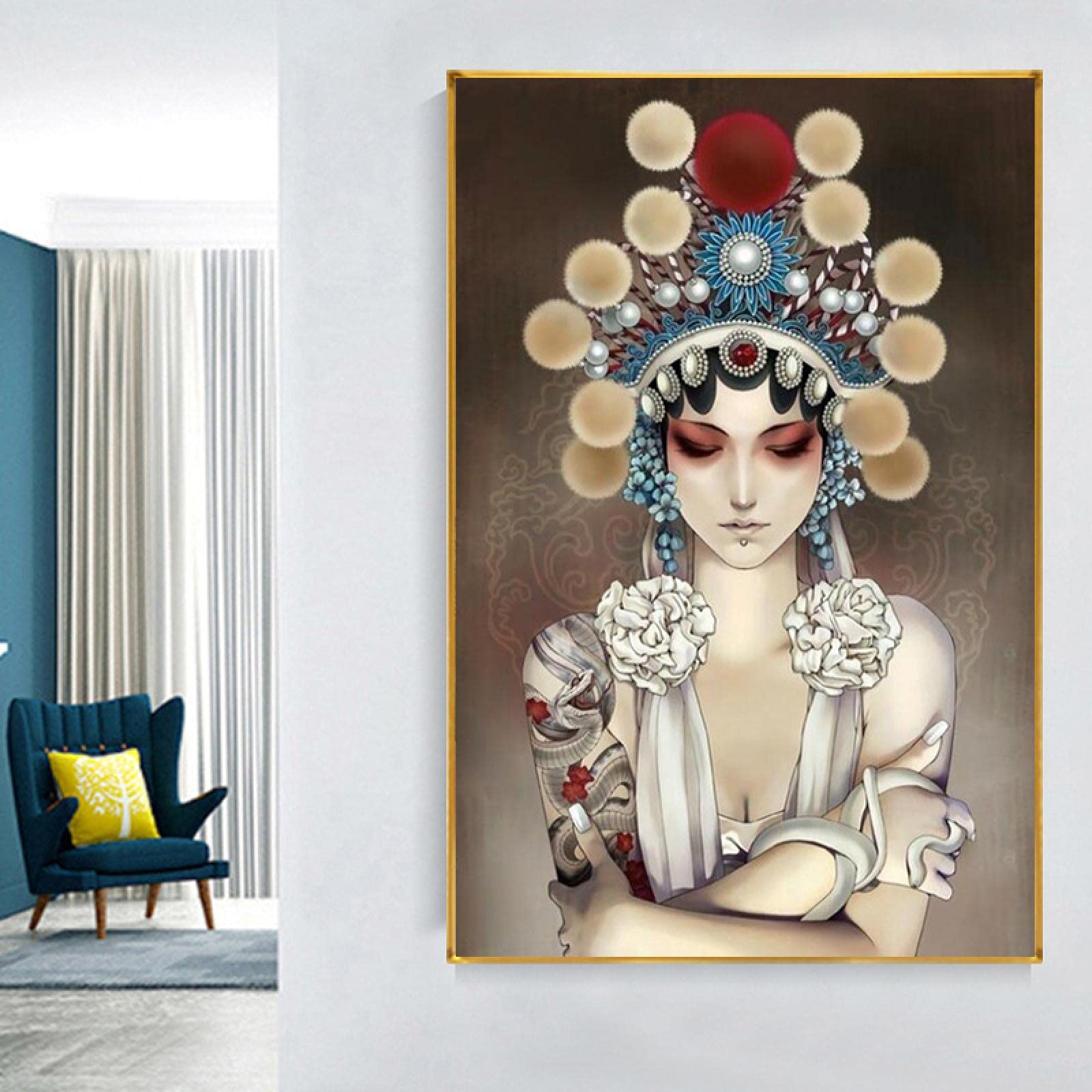 Amazon.co.jp: 現代中国北京オペラモデルガールキャンバス絵画壁アート 