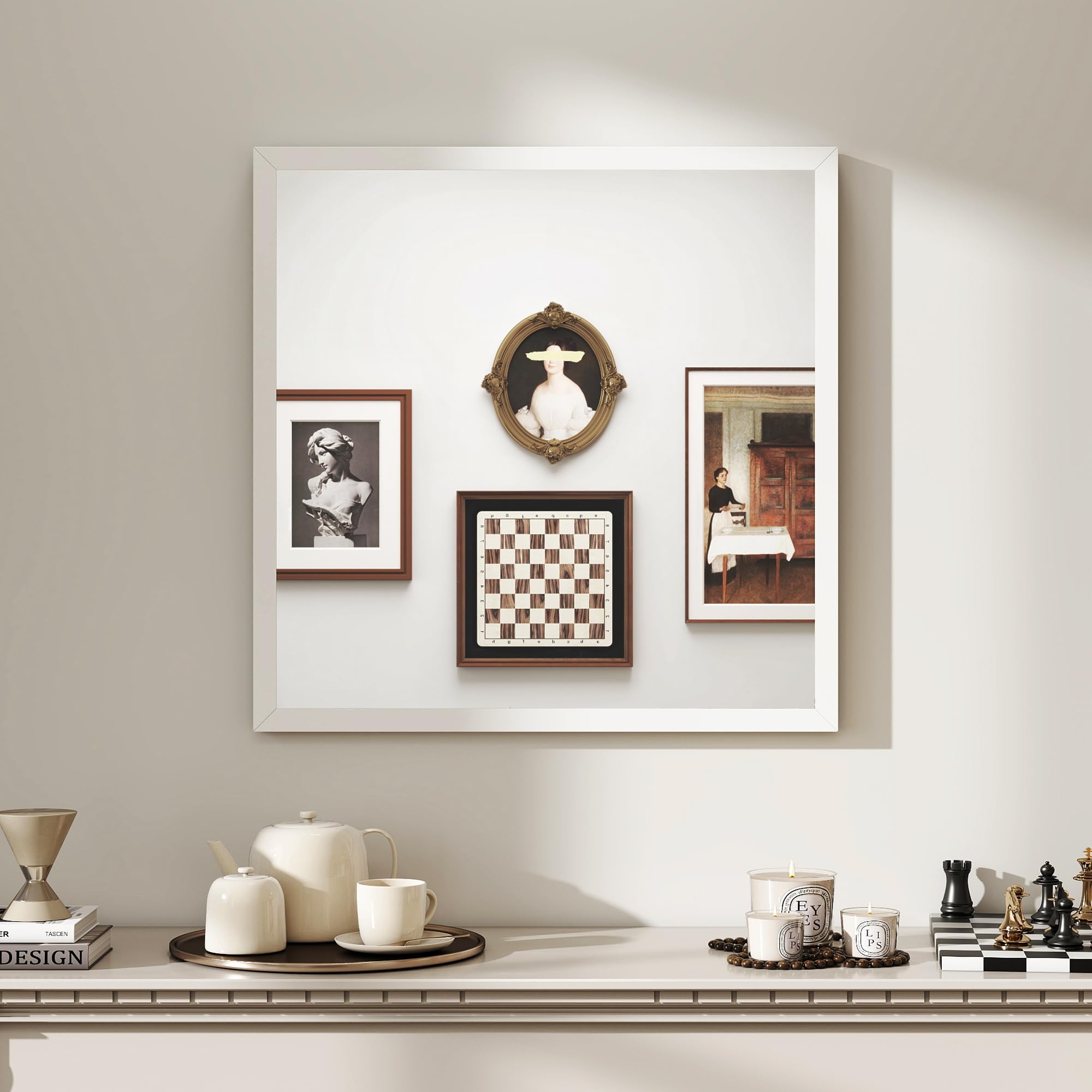 HOMCOM Miroir Mural carré 50 x 50 cm