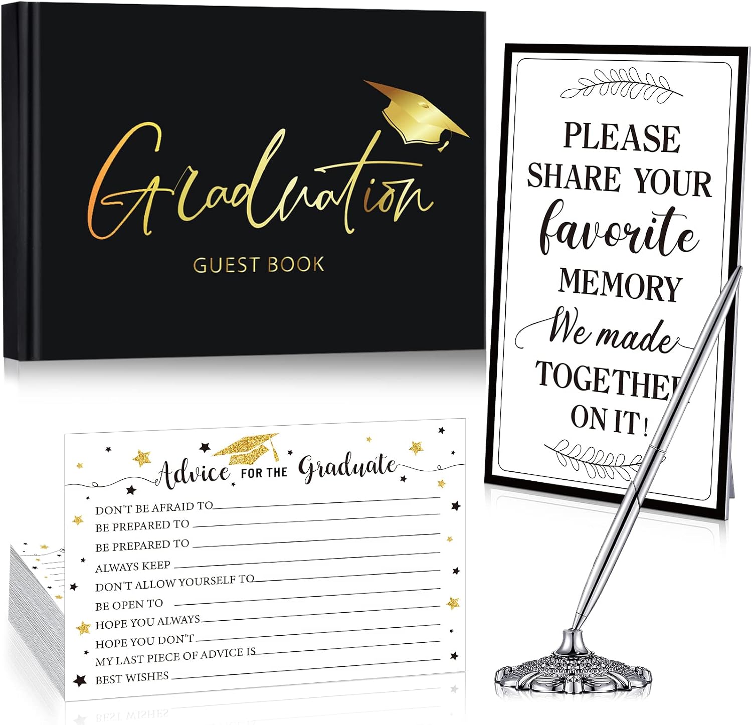 Fuutreo Graduation Guest Book 2026 Graduation Guest Sign in Book with 100 Pcs Advice Cards Share Memory Sign and Pen for College High School Students Gifts Supplies