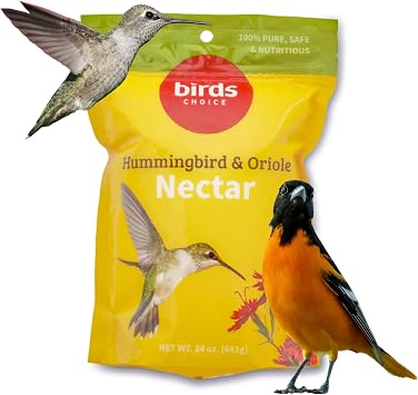 Birds Choice Hummingbird & Oriole Nectar | Pure & Healthy Sucrose Nectar for Birds | Easy Mix Concentrate | Natural Flower Sugar Alternative, No Additives | Safe for Feeders | 24 oz