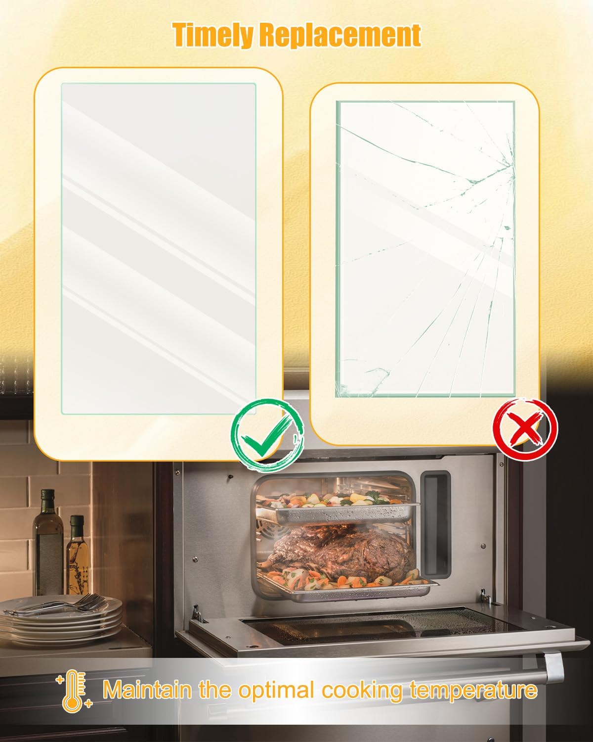 Upgraded WP4449253 Oven Door Glass Compatible with whirlpool kitchenAid, Electric oven interior glass Replace AP6009382 4449253 PS11742541 EAP11742541 and more, 9H Hardness Tempered Glass