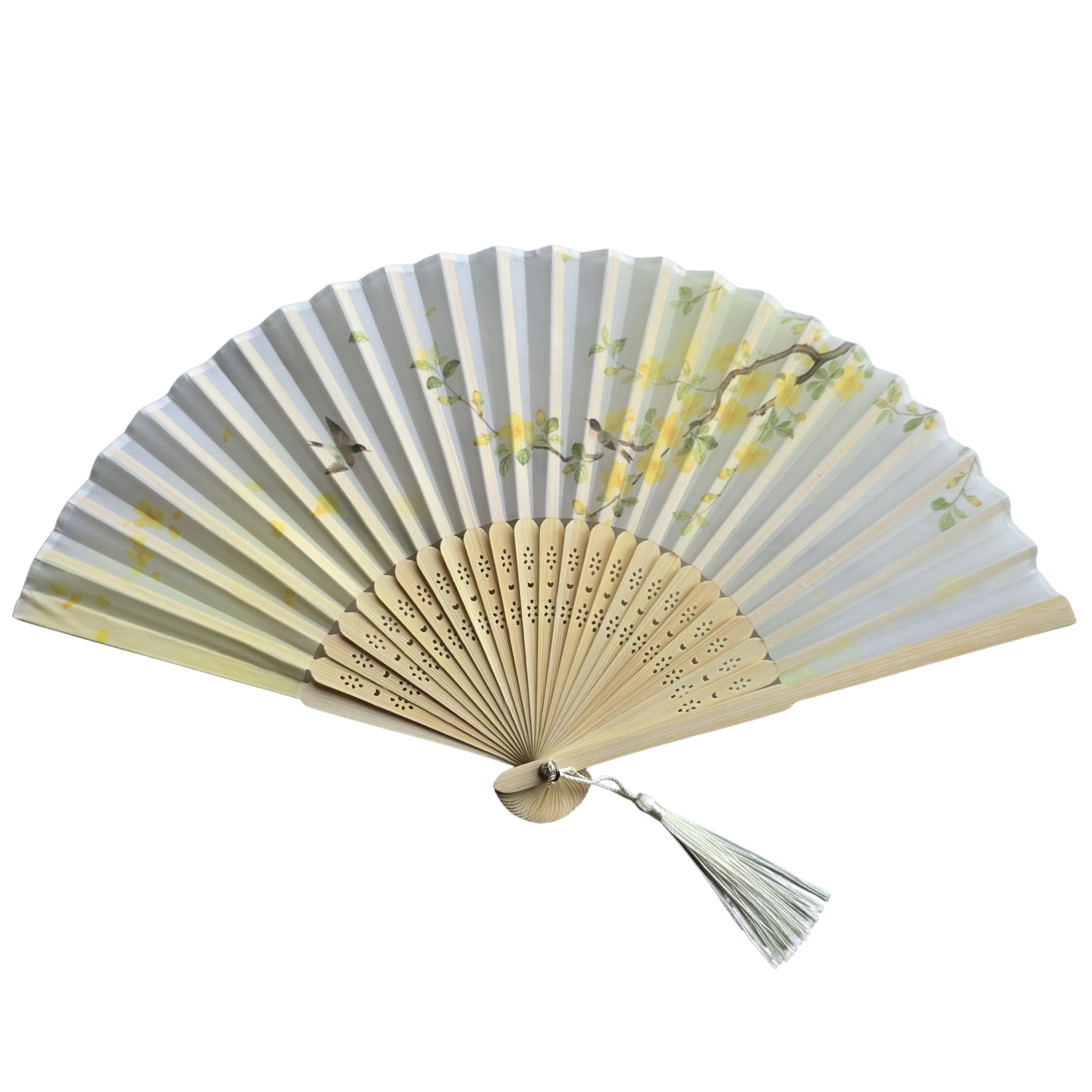 GFM® Bamboo Silk Handheld Folding Hand Fan for Summer, Wedding, Party Favour (FLSLK-CH-67) — image 1