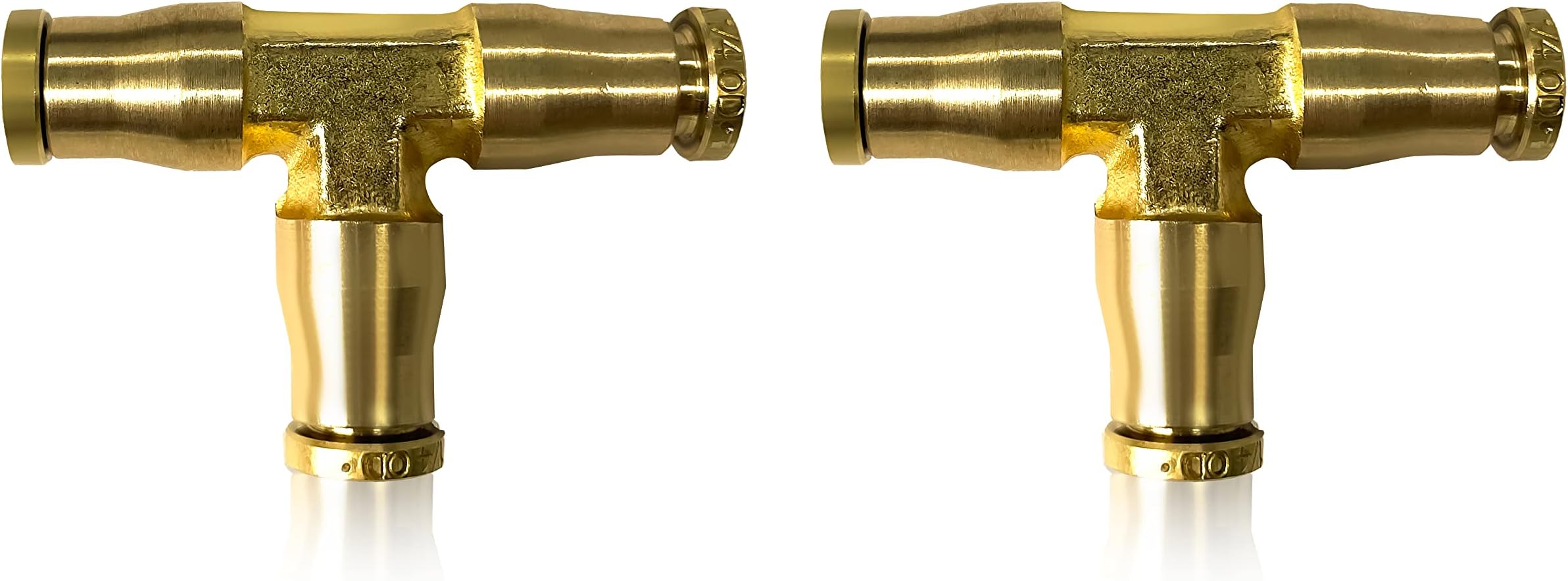 TORQUE 2Pcs 1/4 Union Tee Push to Connect Fittings Brass Quick Connect Fittings 1/4 x 1/4 x 1/4 OD 3 Way Tee Shaped Union Adapter Fitting for Air Bags Suspension Kits Air Spring and Compressor System
