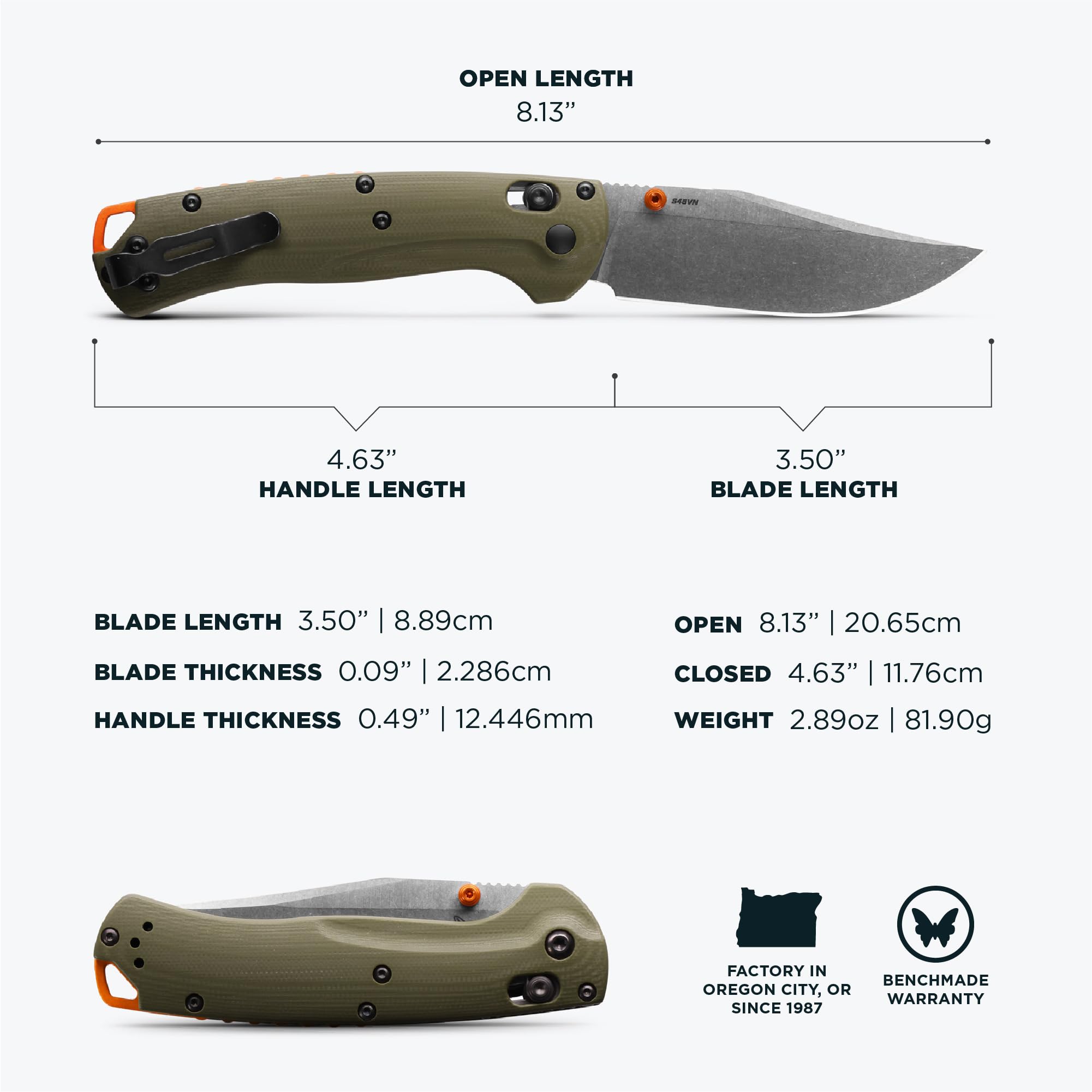 Benchmade Navaja TAGGEDOUT mango G10 acero CPM-S45VN