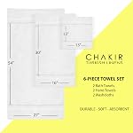 Chakir Turkish Linens Luxury Spa and Hotel Quality Premium Turkish Cotton 6-Piece Towel Set (2 x Bath Towels, 2 x Hand Towels, 2 x Washcloths)