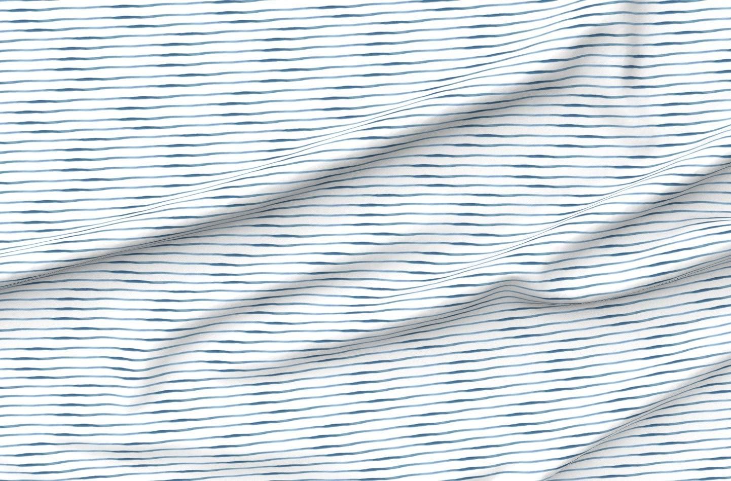 Spoonflower Fabric - Modern Nautical Coastal Stripe Blue White Baby Boy Printed on Petal Signature Cotton Fabric Fat Quarter - Sewing Quilting Apparel Crafts Decor