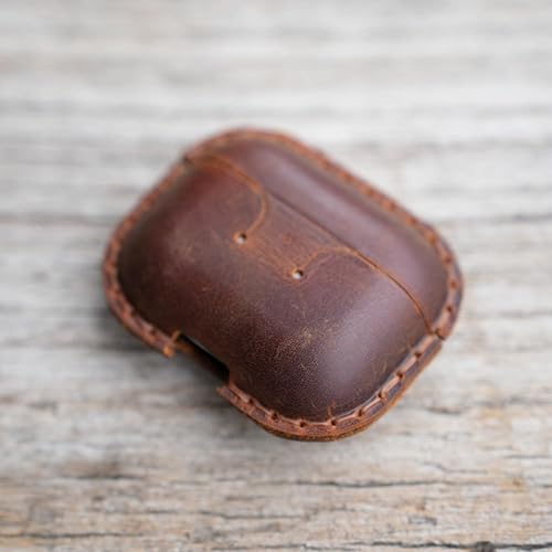 Miniatura 4 de JJNUSA Funda protectora de piel auténtica vintage envejecida para Airpods Pro 3 3ª generación (2025), funda protectora de carga inalámbrica