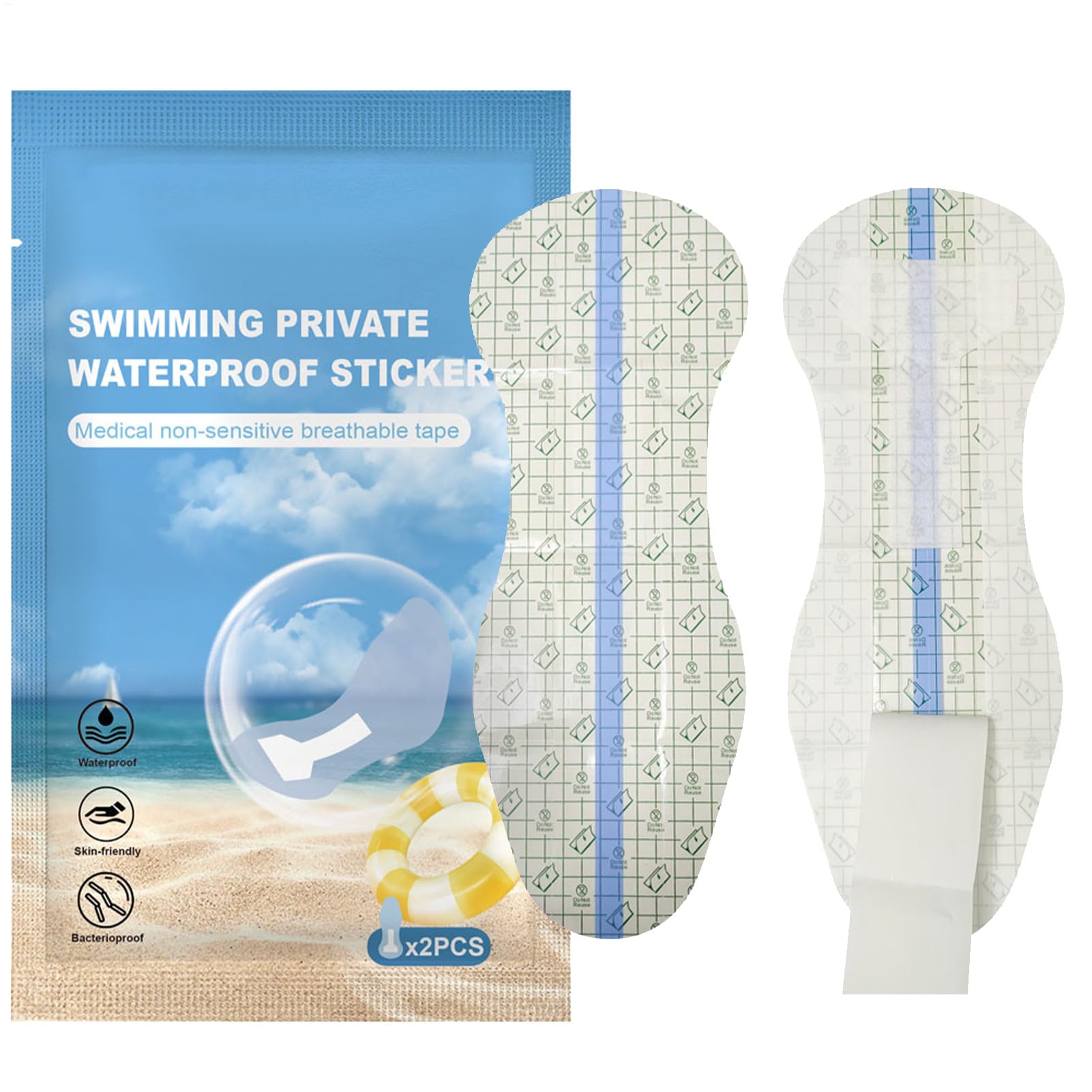 2Pcs Waterproof Panty Liner for Swimming, PU Clear Swim Panty Liner, Swimming Panty Pads, Hygienic Pads Private Protection Women Girls Ladies, Portable Swimwear Sticker for Beach, Spa, Swim