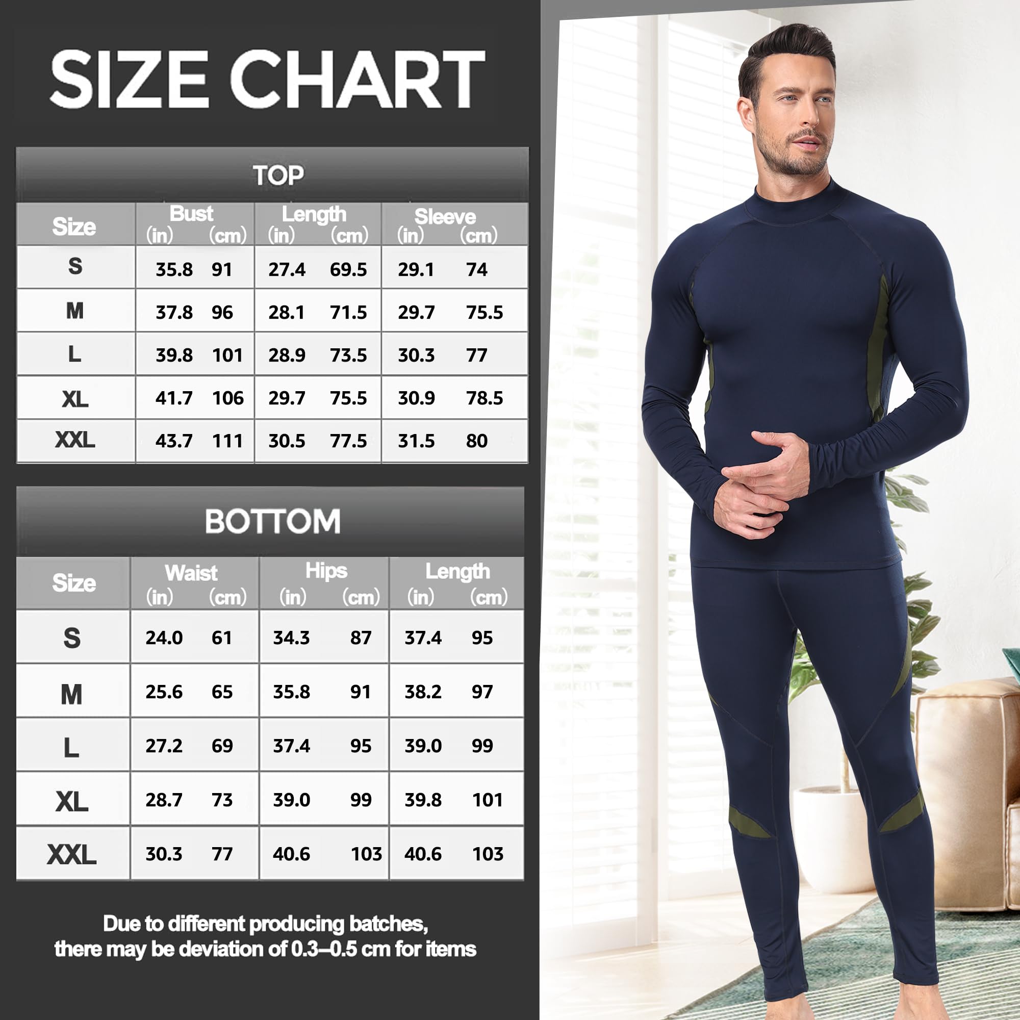 UNIQUEBELLA Set di Biancheria Intima Termica da Uomo, Biancheria Intima da Sci, Invernale, Biancheria Intima Termica, Dolcevita
