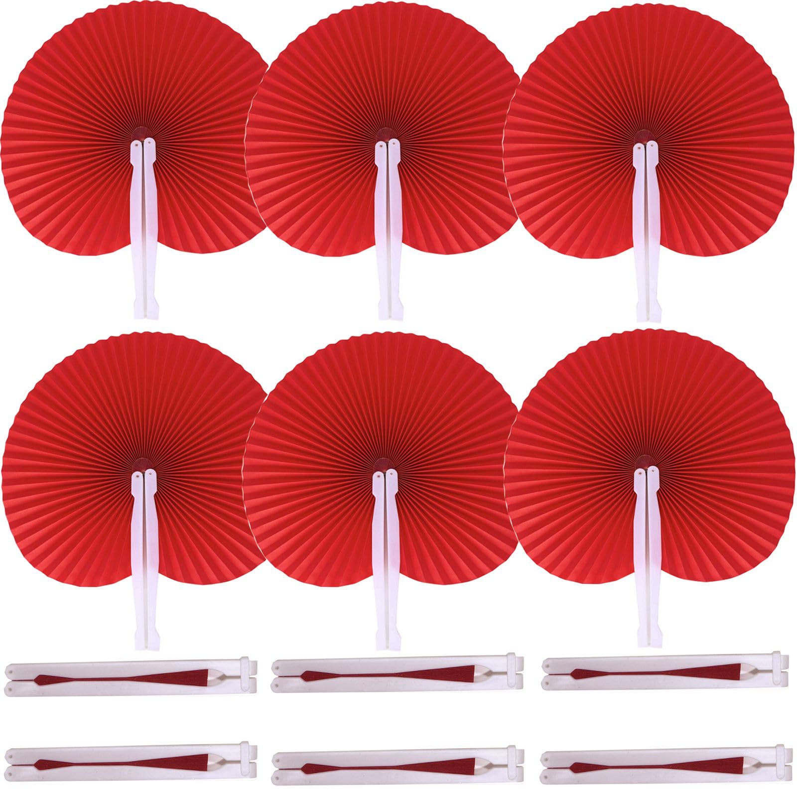 Éventails ronds pliables en papier blancs pour décoration de mariage et fête | Lot de 20