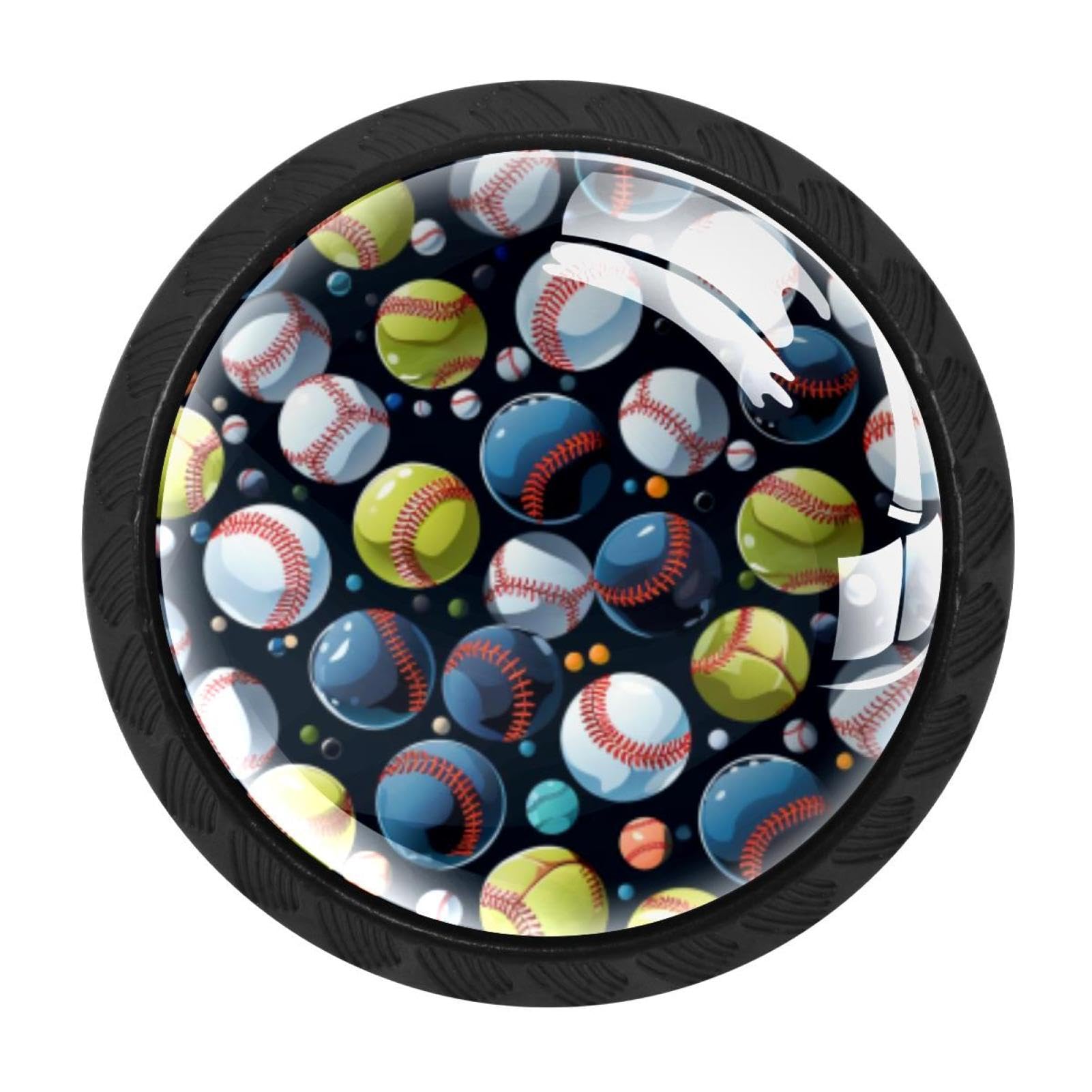 Chenzzzz Multicolored 07 4 Pieces Baseball Kitchen Cabinet Knobs Drawer Knobs Dresser Knobs Black Knobs Drawer Pulls Dresser Drawer Handles Knobs For Dresser Drawers