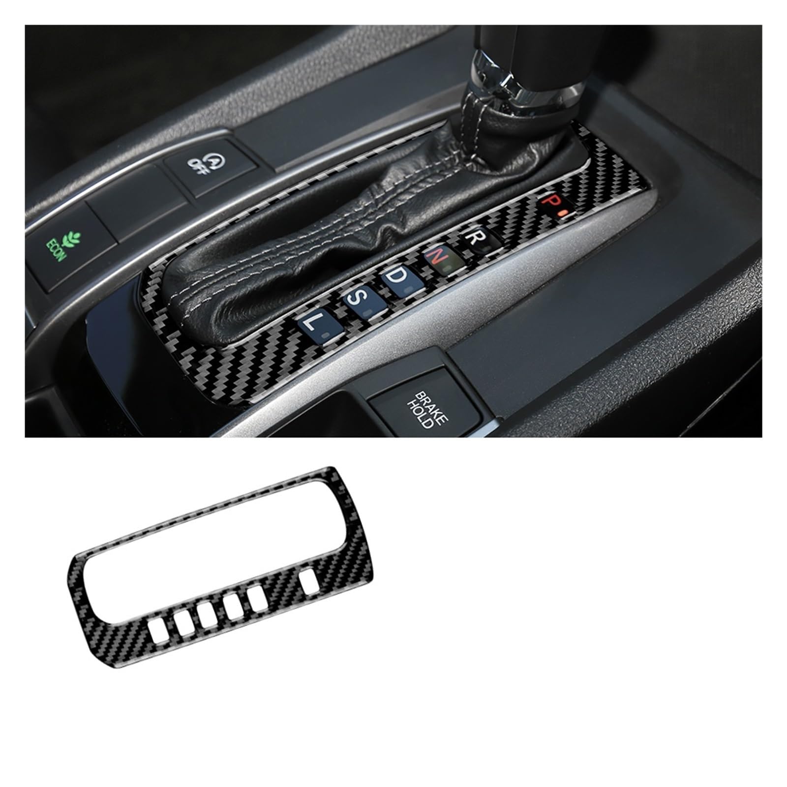 Auto Interior for Civic 10th 2016 2017 2018 2019 2020 2021 Car Gear Shift Box Panel Cover RHD LHD Accessories Carbon Fiber Sticker(RHD Black)
