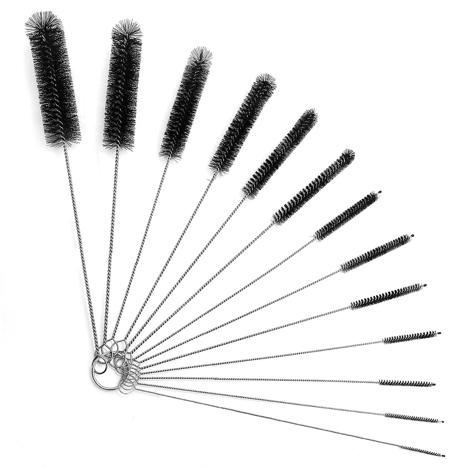 Scovolino per Bottiglie - Set di Spazzole per Pulire in Nylon 13 Pezzi per Macchine da Caffè, Tubi per Latte, Teiere e Beccucci