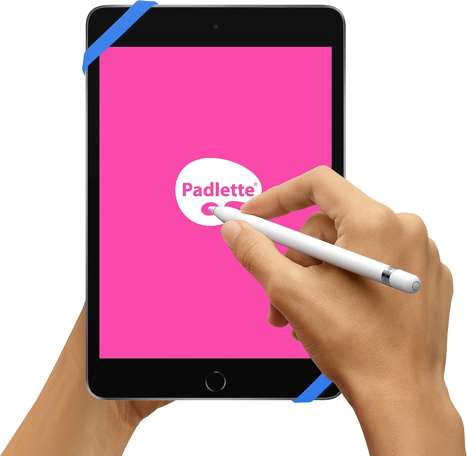 Grip, Handle, Holder for iPad mini Compatible with Kindle Paperwhite, Amazon Fire or Any Tablet or e-Reader with Screen displays of 9 inches or Smaller. (D3m Blue)