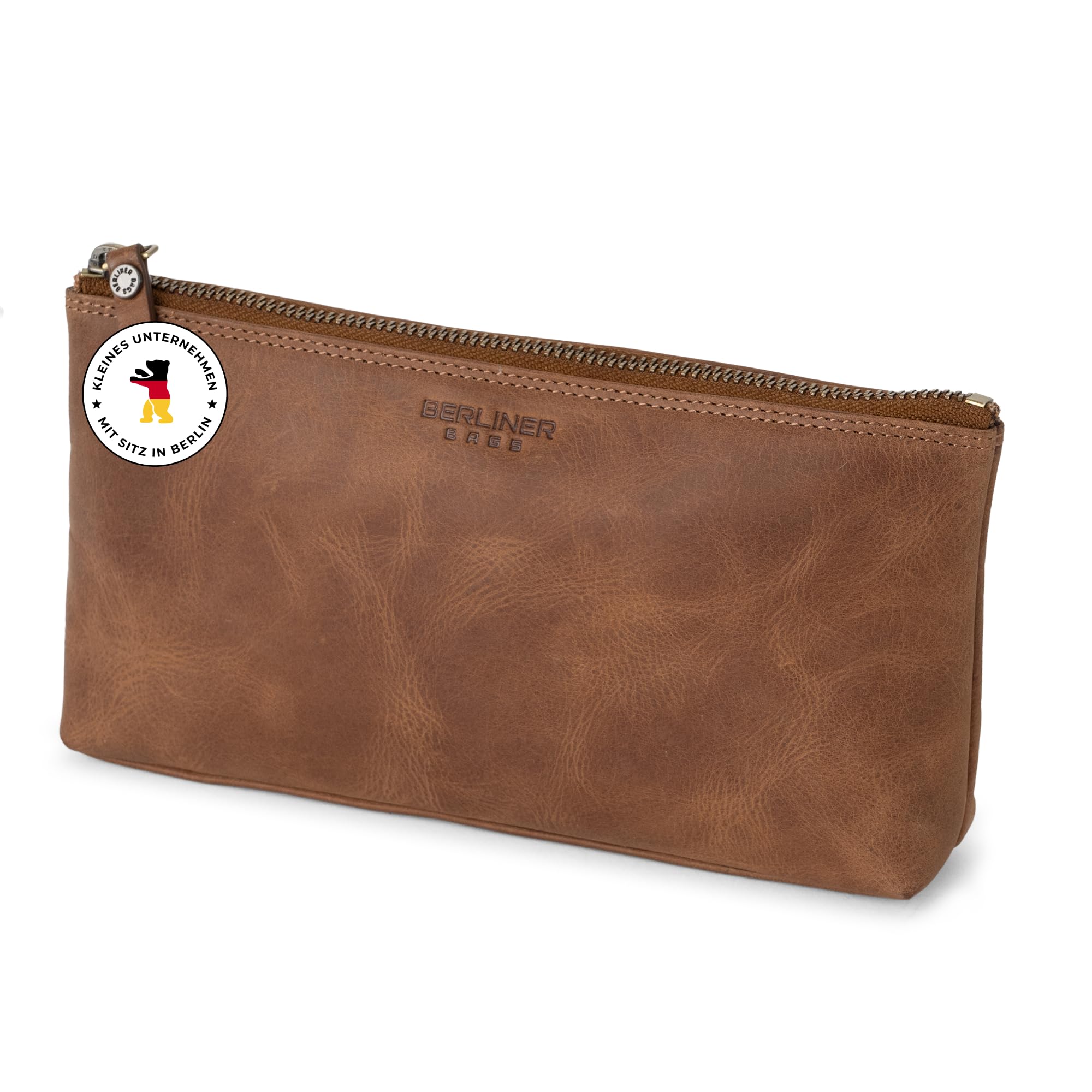 Berliner Bags Kosmetiktasche Anna Vintage, Kleiner Kulturbeutel - Braun
