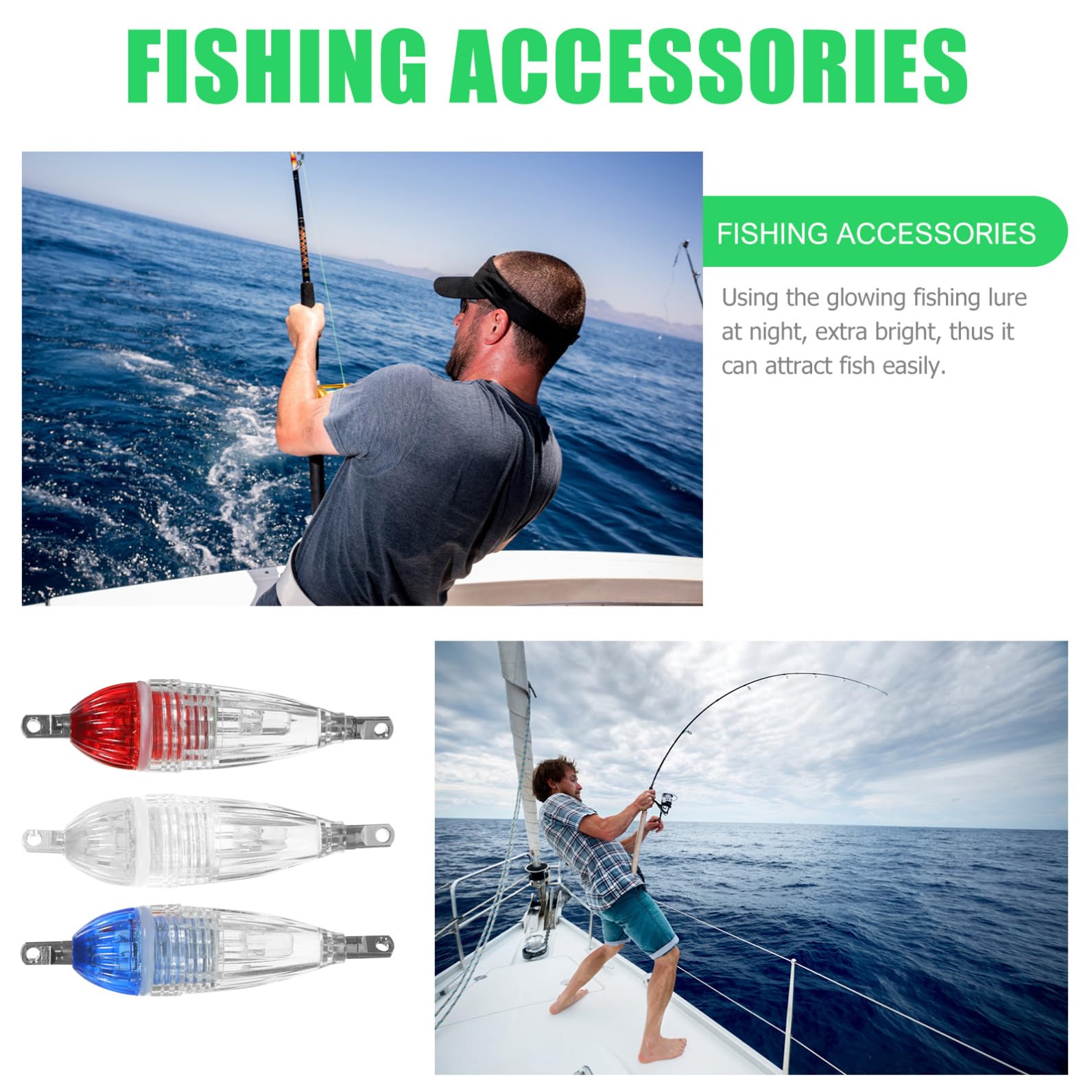 Toddmomy Flash Led Señuelos De Pesca Lámpara De Pesca Led Luz De Noche para Pescar Condujo Lámpara De Pesca Portátil Lámpara De Pesca Brillante Pc (Resina De Policarbonato)