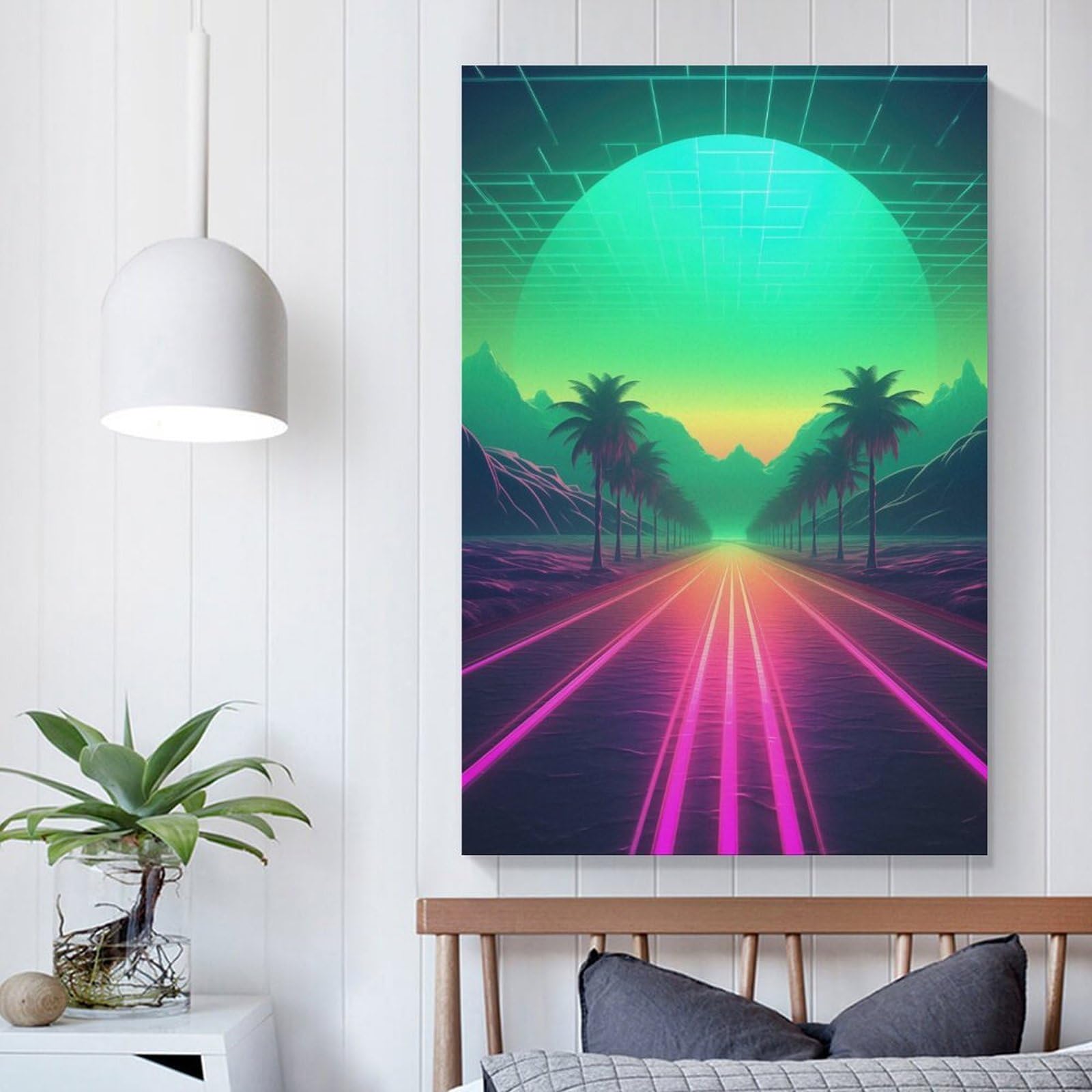Poliuaws Unframe-Abstract Synthwave Dreams Abstract Canvas Wall Art For Living, Abstract Synthwave Dreams Prints Artwork 24X36inch(60X90cm) Painting Modern Bedroom Office Decoration